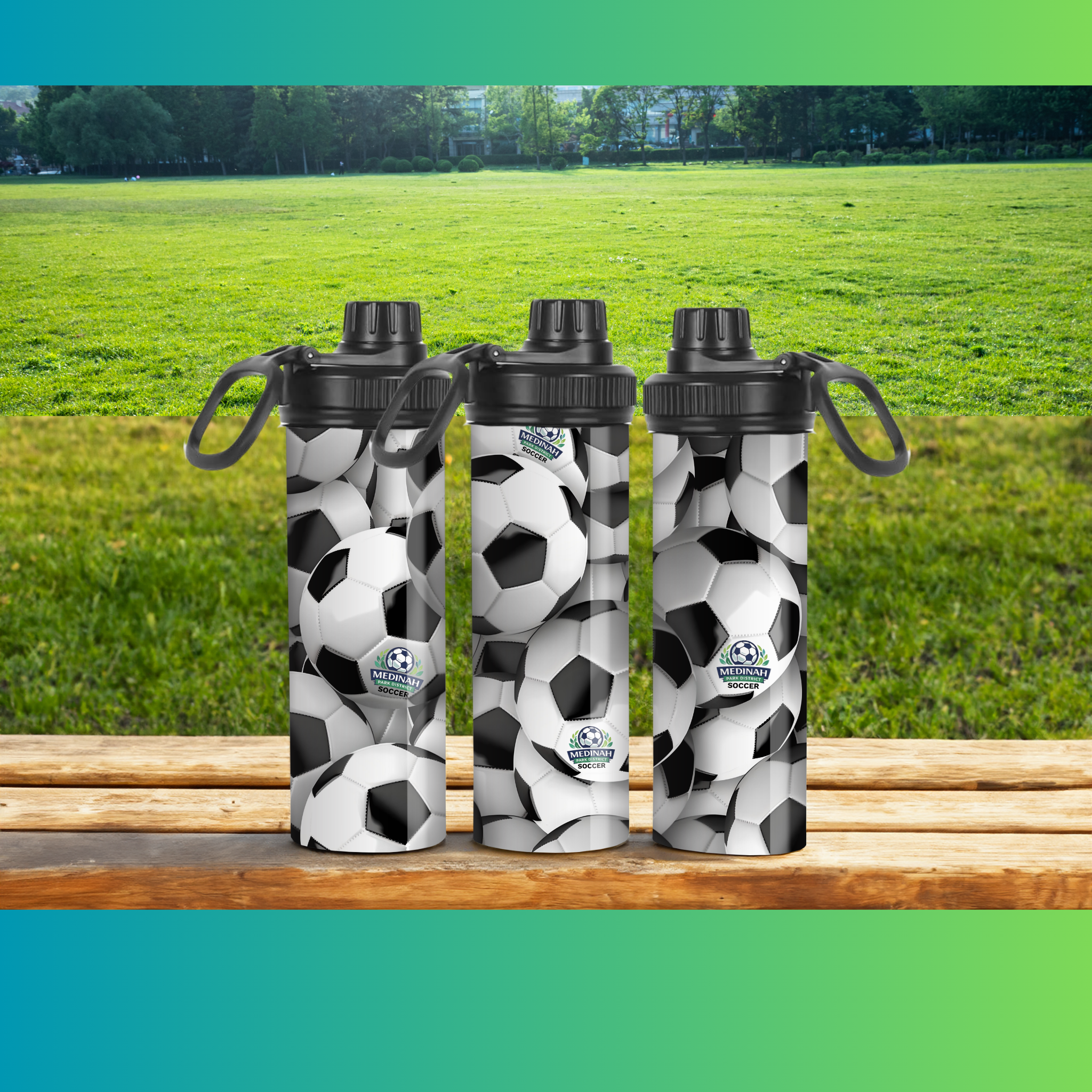 Soccer Design 9 - Spout Water Bottle