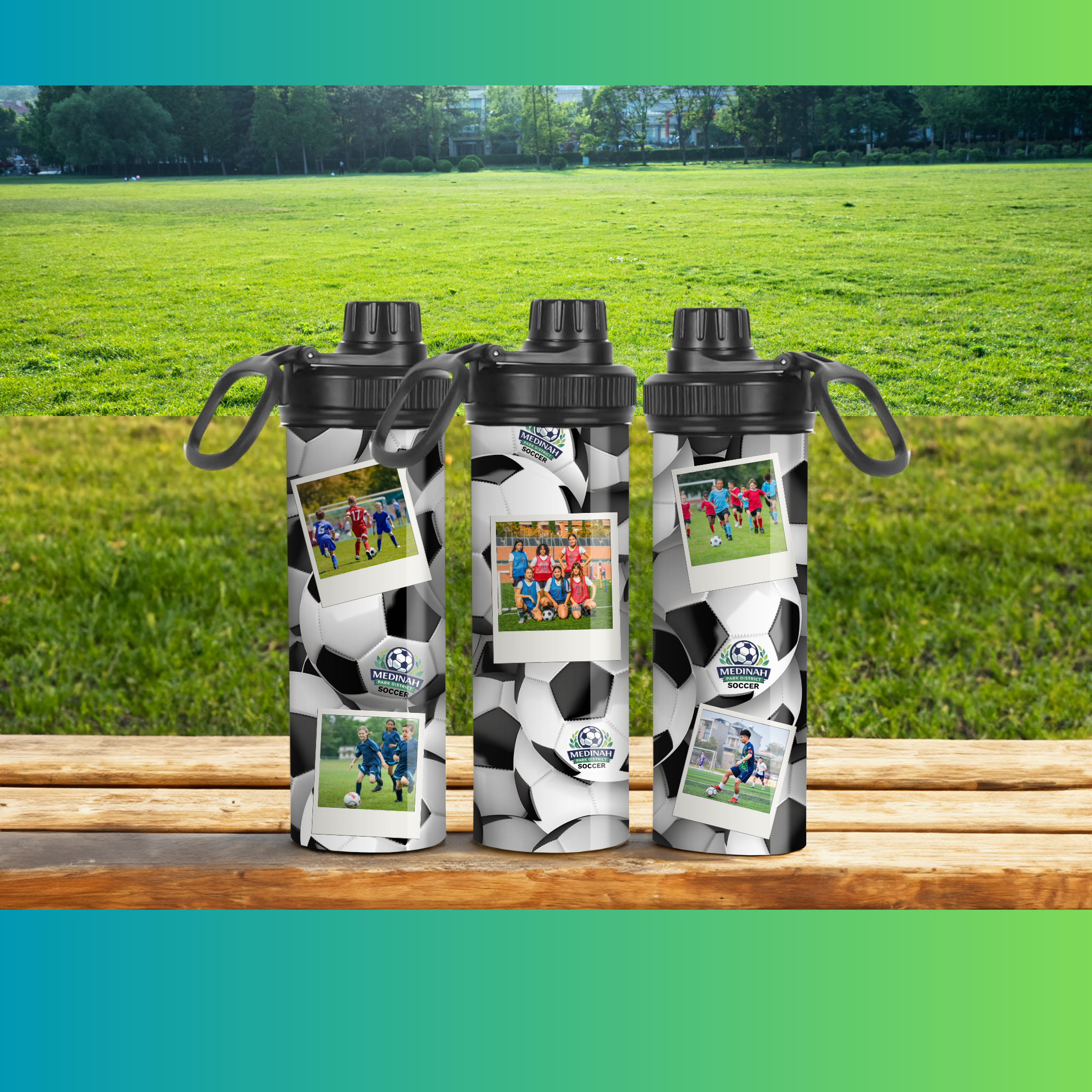 Soccer Design 10 - Spout Water Bottle