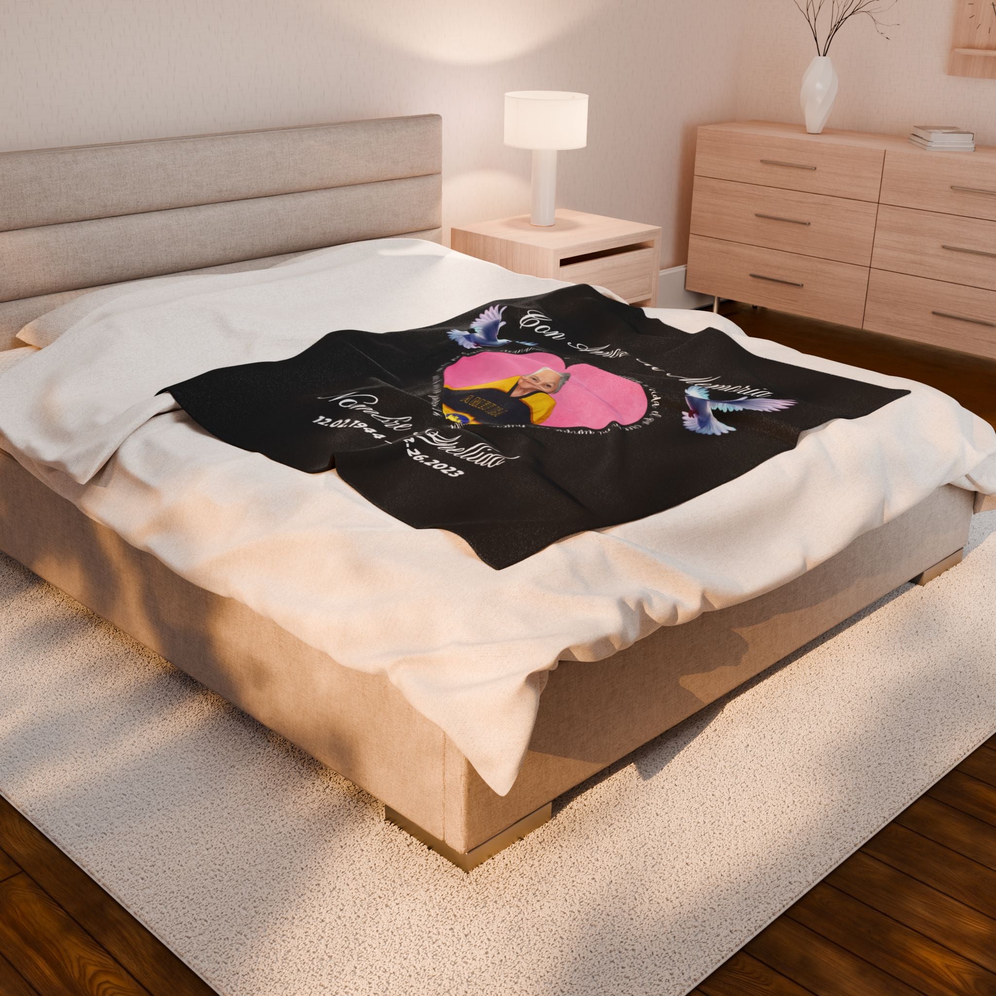 Personalized Memorial "Con Amor En Memoria" Heart Plush Blanket (Spanish)