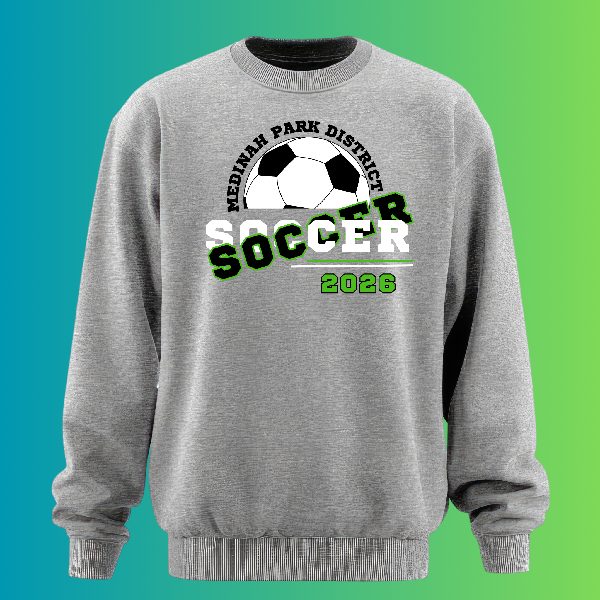 Adult Crew Neck Sweater Soccer Design 2 - 50% Cotton 50% Polyester