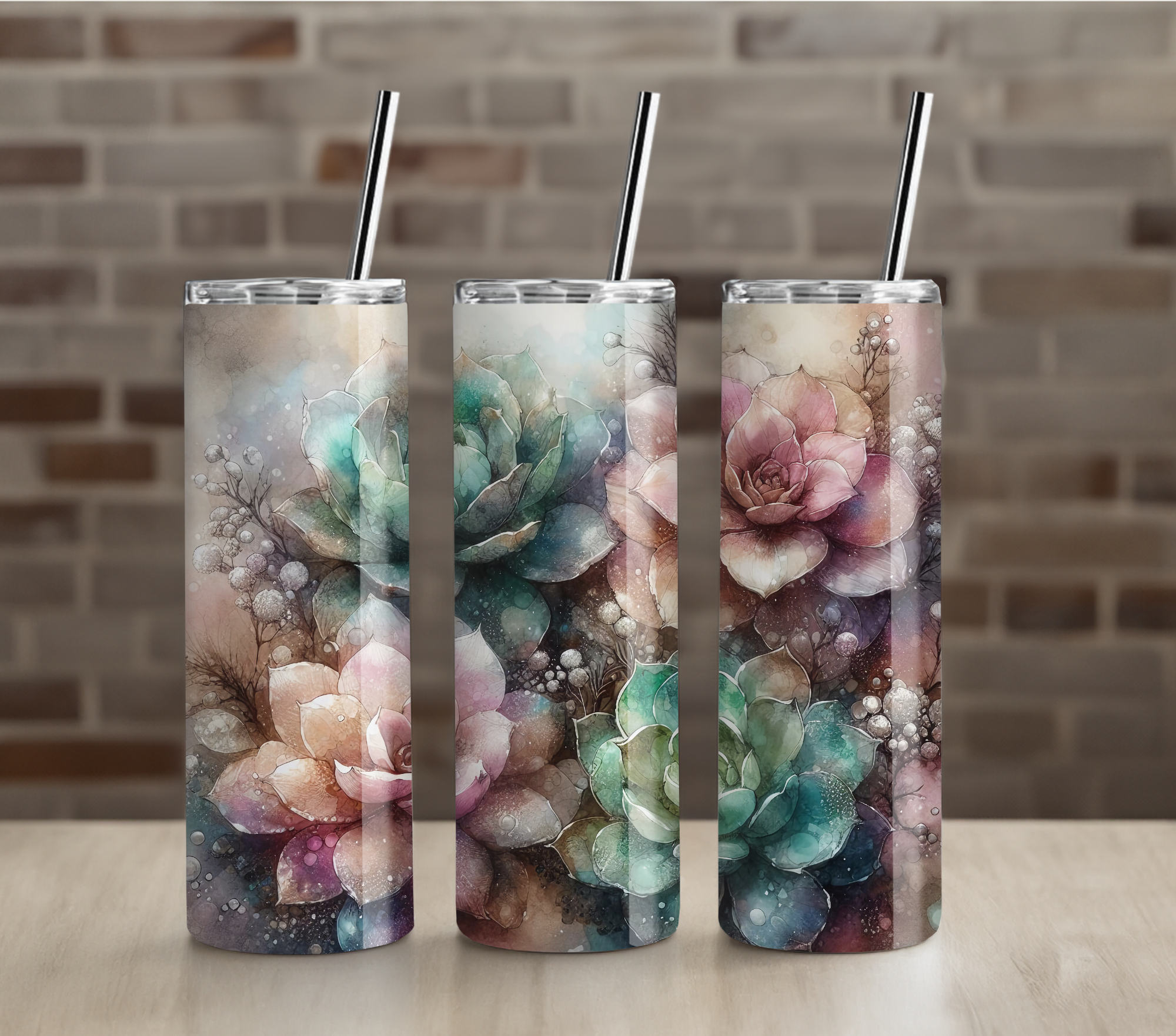 Pastel Garden Flowers 20oz Skinny Tumbler