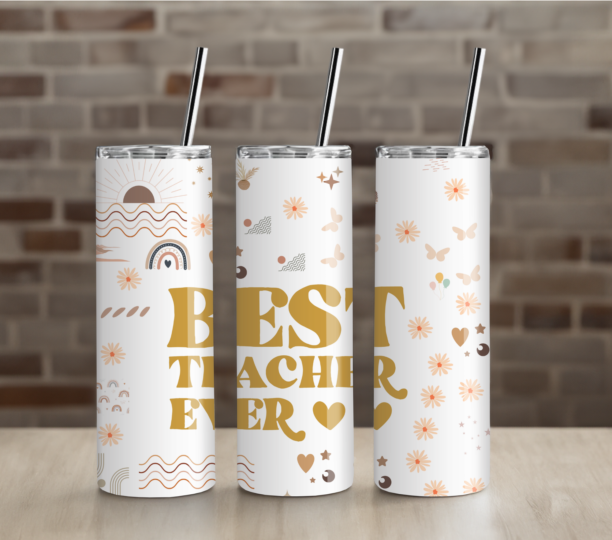 Best Teacher Ever Tumbler | Teacher Appreciation Gift | 20oz Skinny Stainless Steel Cup