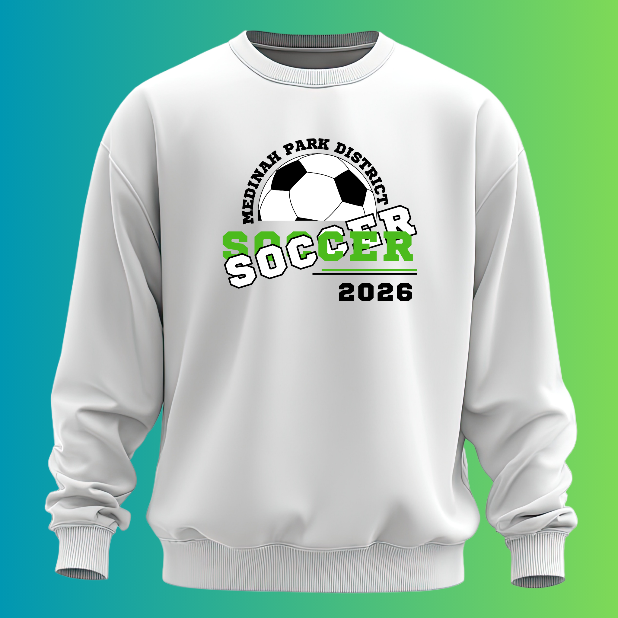 Adult Crew Neck Sweater Soccer Design 2 - 50% Cotton 50% Polyester