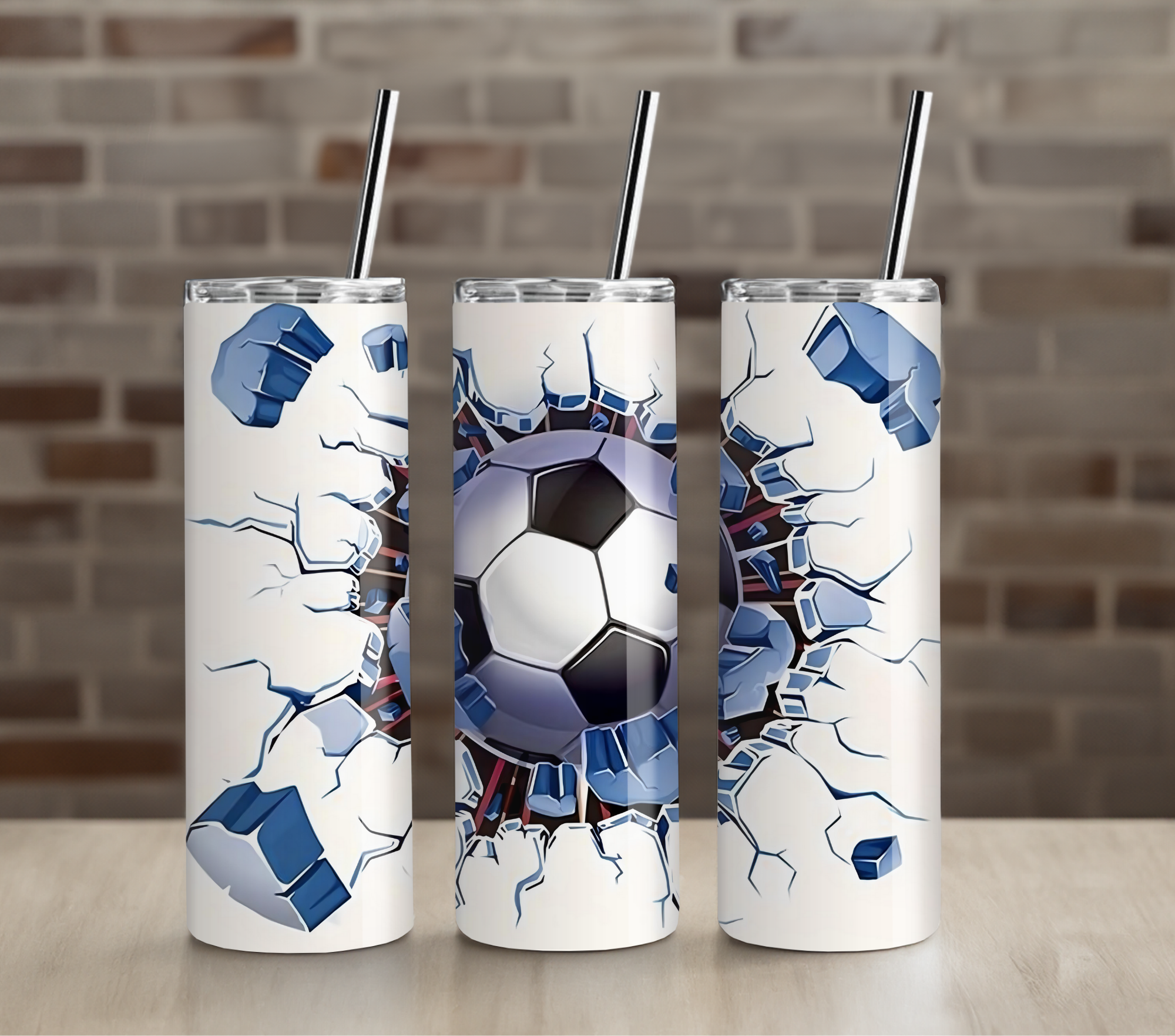 Soccer Ball in cracked wall 20oz Tumbler Drinkware