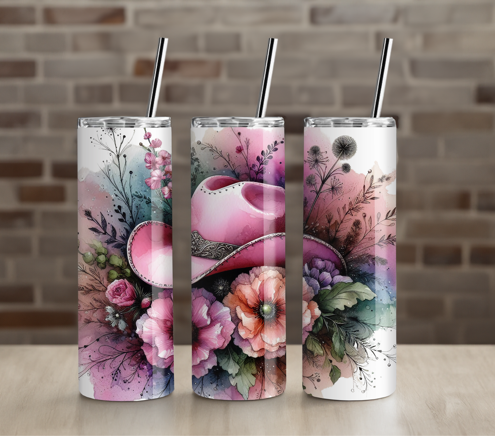 Blush Pink Floral Dream 20oz Skinny Tumbler