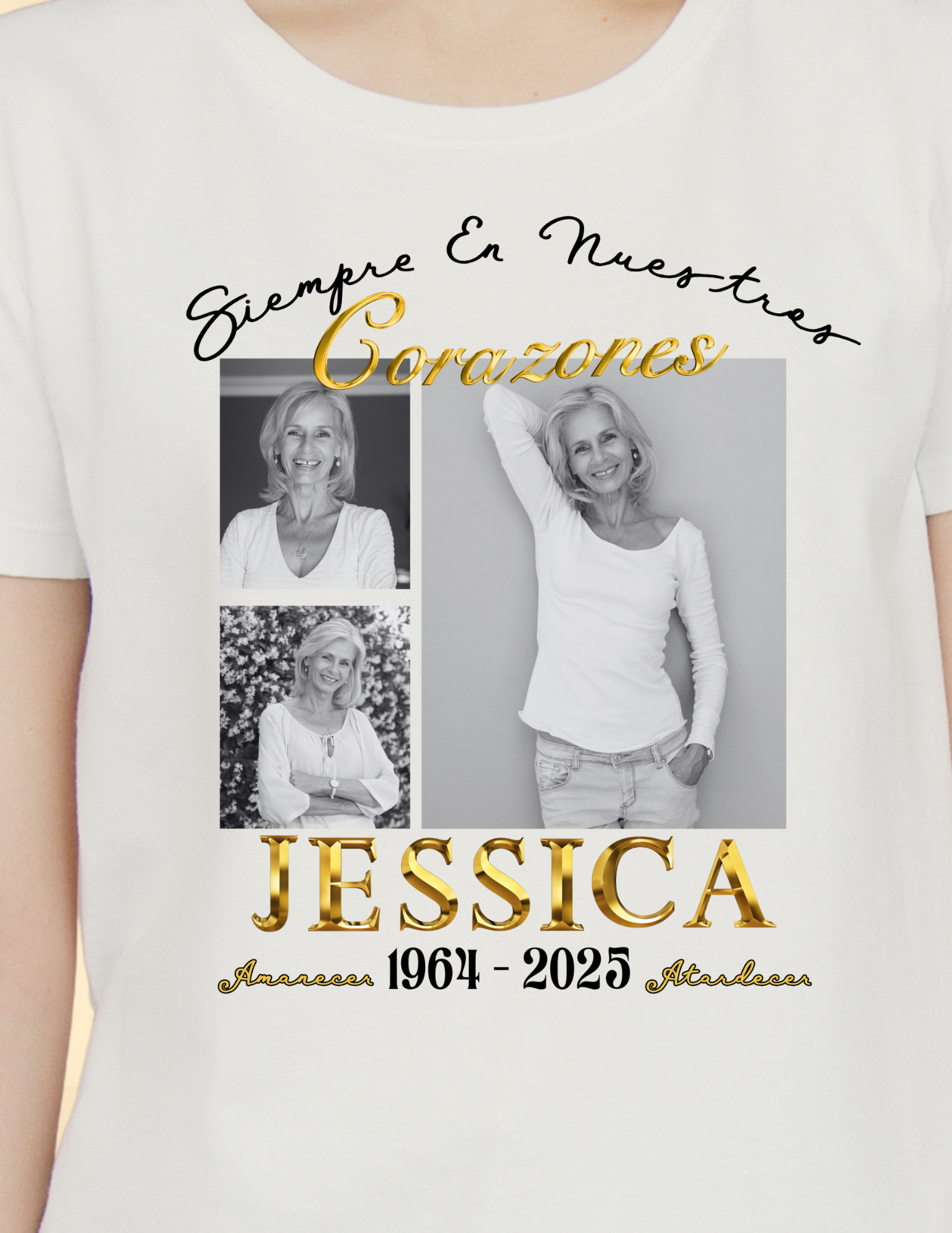 Memorial Photo T-Shirt – Personalized Always in Our Hearts Tribute Shirt (English & Spanish)