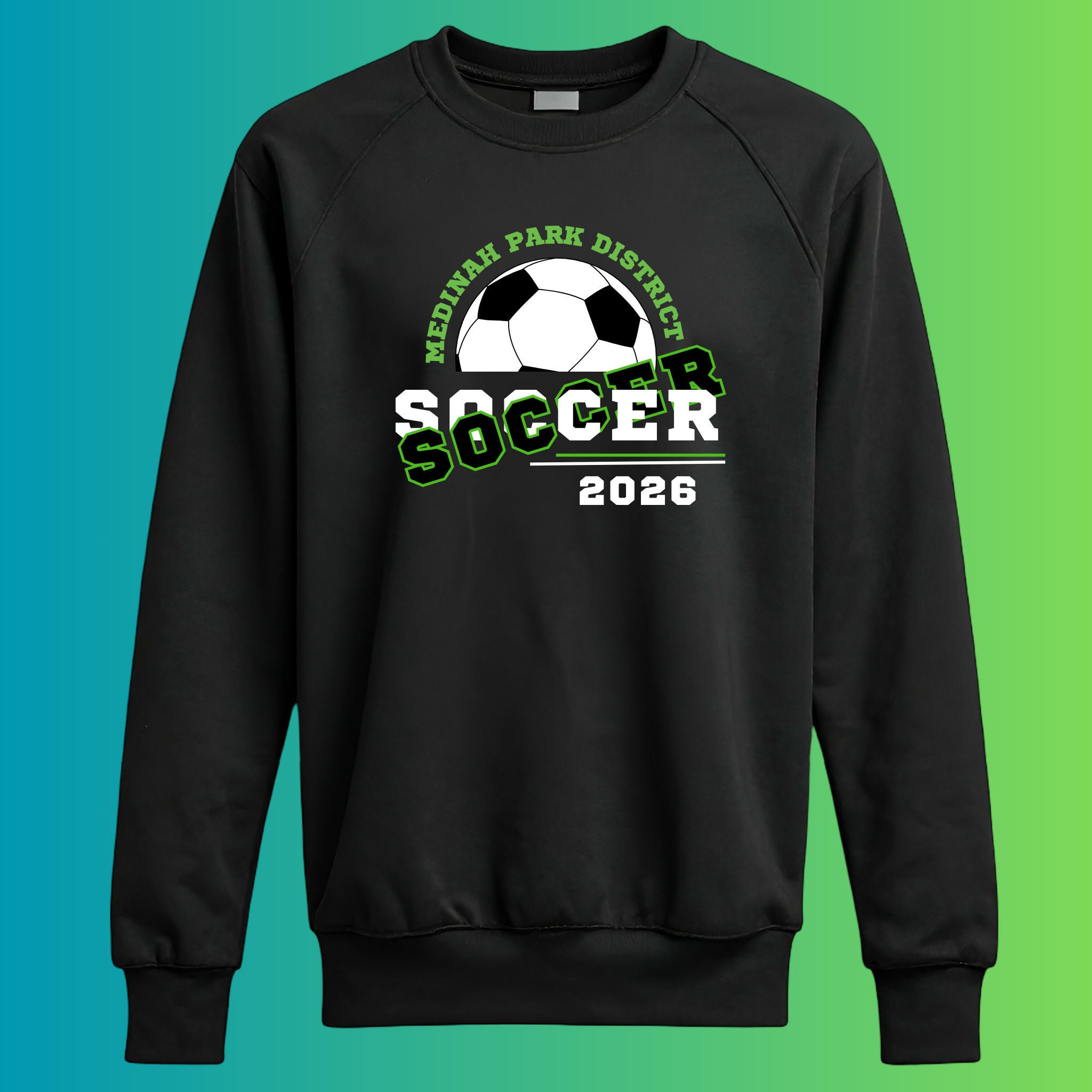 Adult Crew Neck Sweater Soccer Design 2 - 50% Cotton 50% Polyester