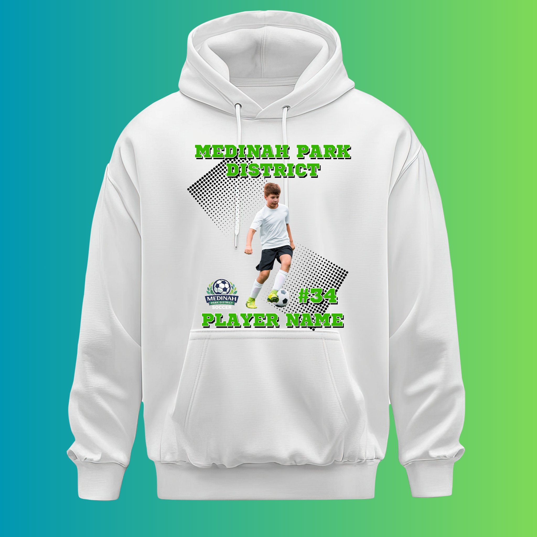 Adult Hoodie Soccer Design 3 - 50% Cotton 50% Polyester