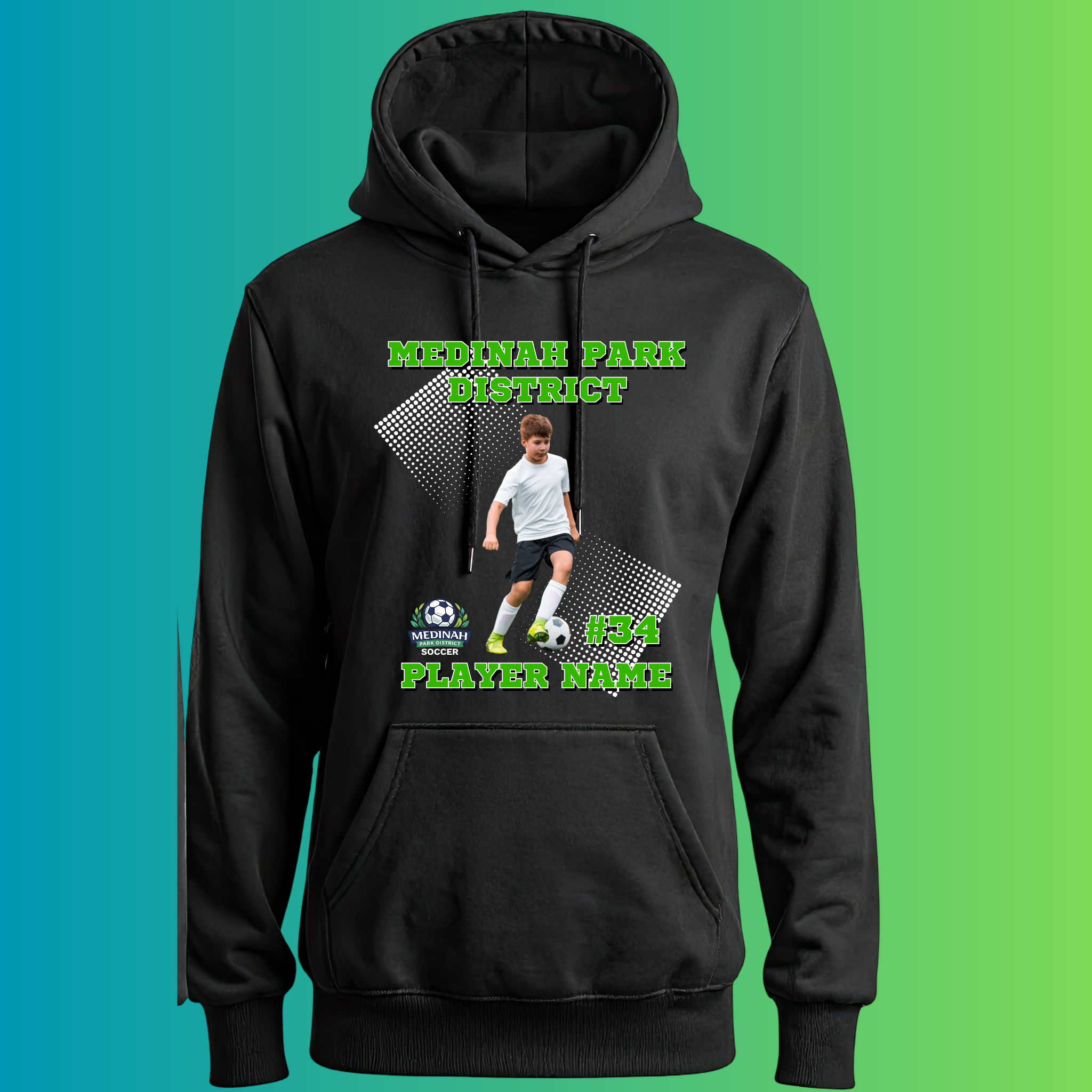 Adult Hoodie Soccer Design 3 - 50% Cotton 50% Polyester