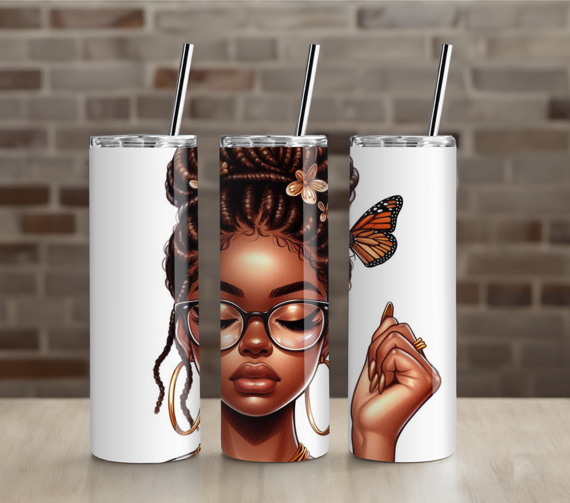 Daily Motivation African American Girl Tumbler | Strong Inspirational Messages | 20oz Skinny Cup