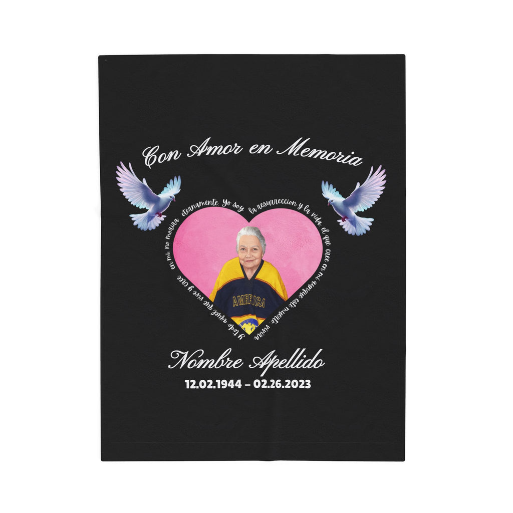 Personalized Memorial "Con Amor En Memoria" Heart Plush Blanket (Spanish)