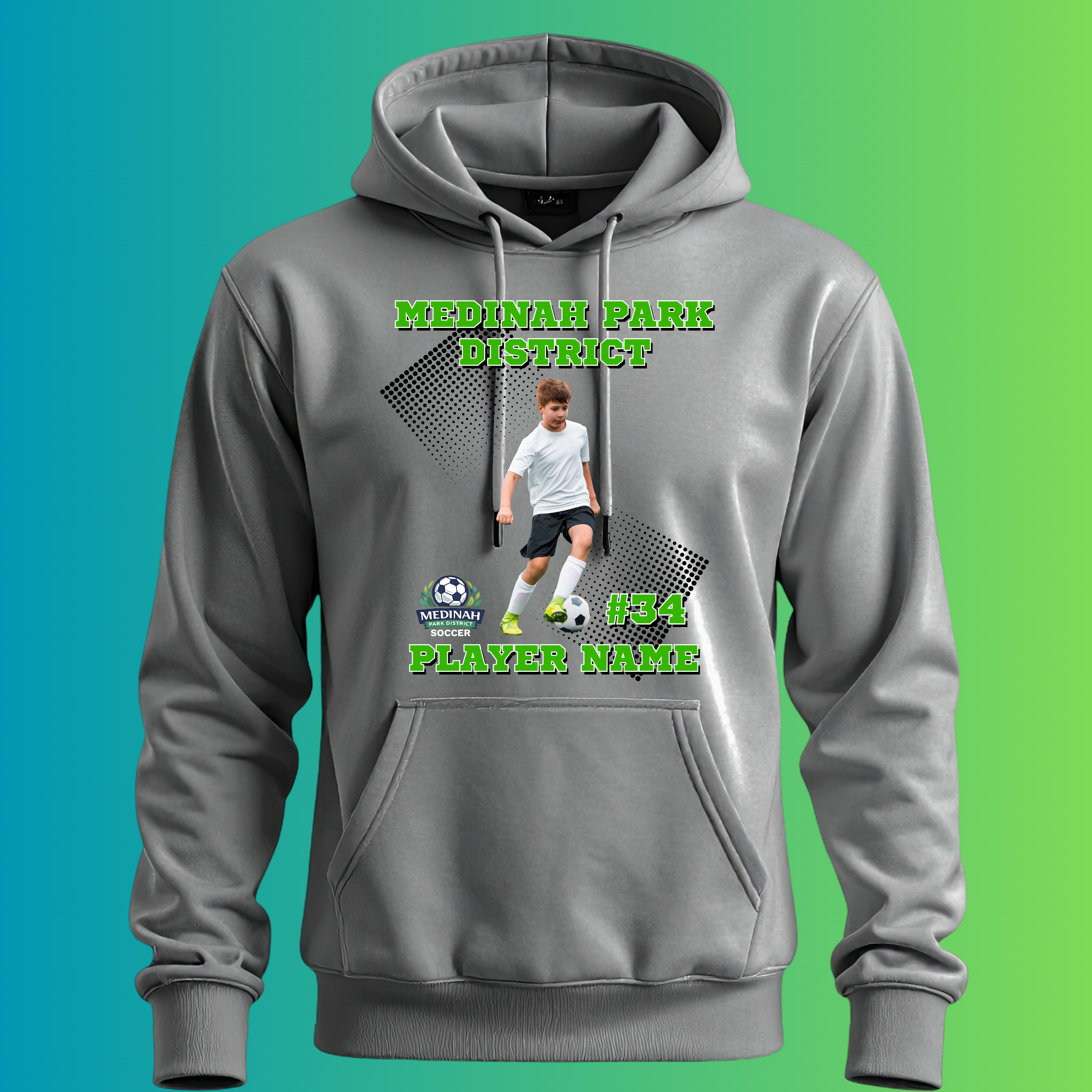 Adult Hoodie Soccer Design 3 - 50% Cotton 50% Polyester