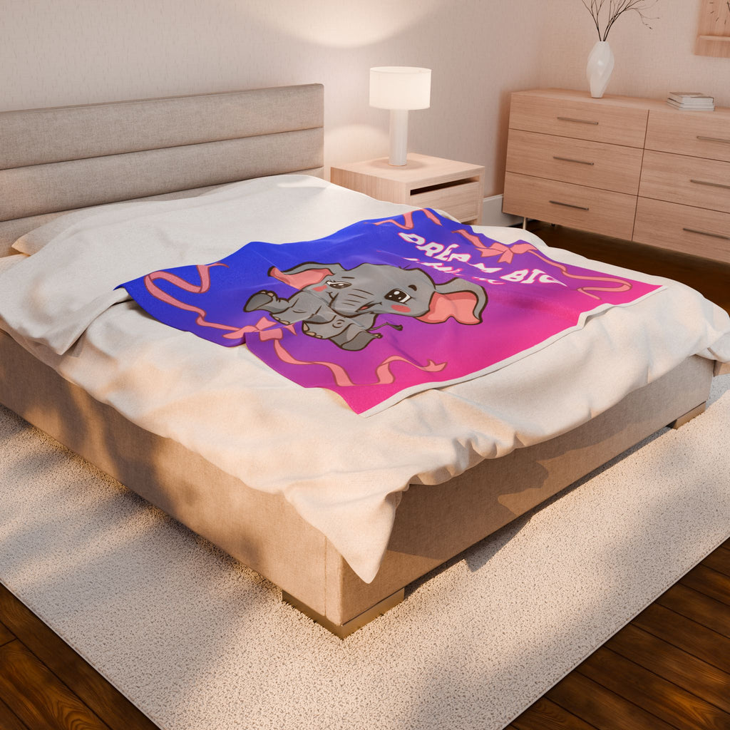 Personalized Baby Elephant Dream Big Little One Pink Blue Ombre Blanket