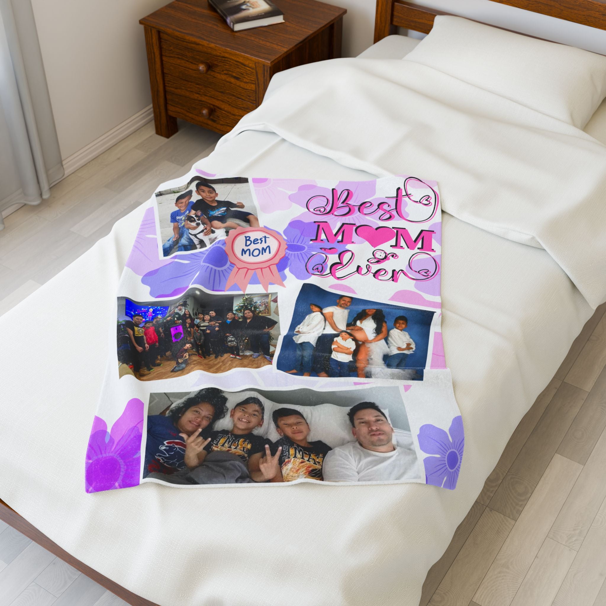 Best Mom Ever Photo Blanket (4 Photos Max Recommended)