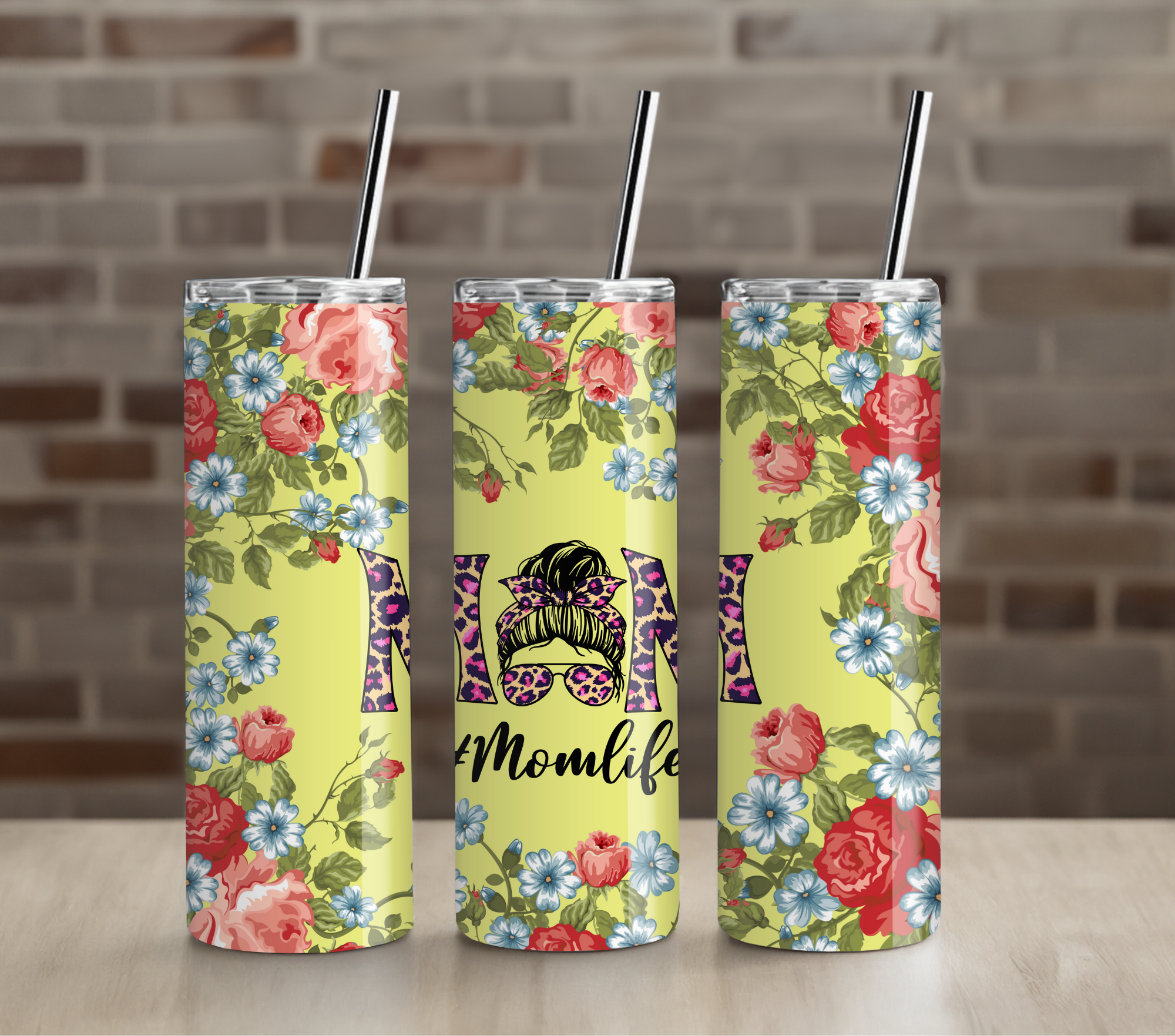 Cheetah Bun Mom Life 20oz Tumbler Drinkware
