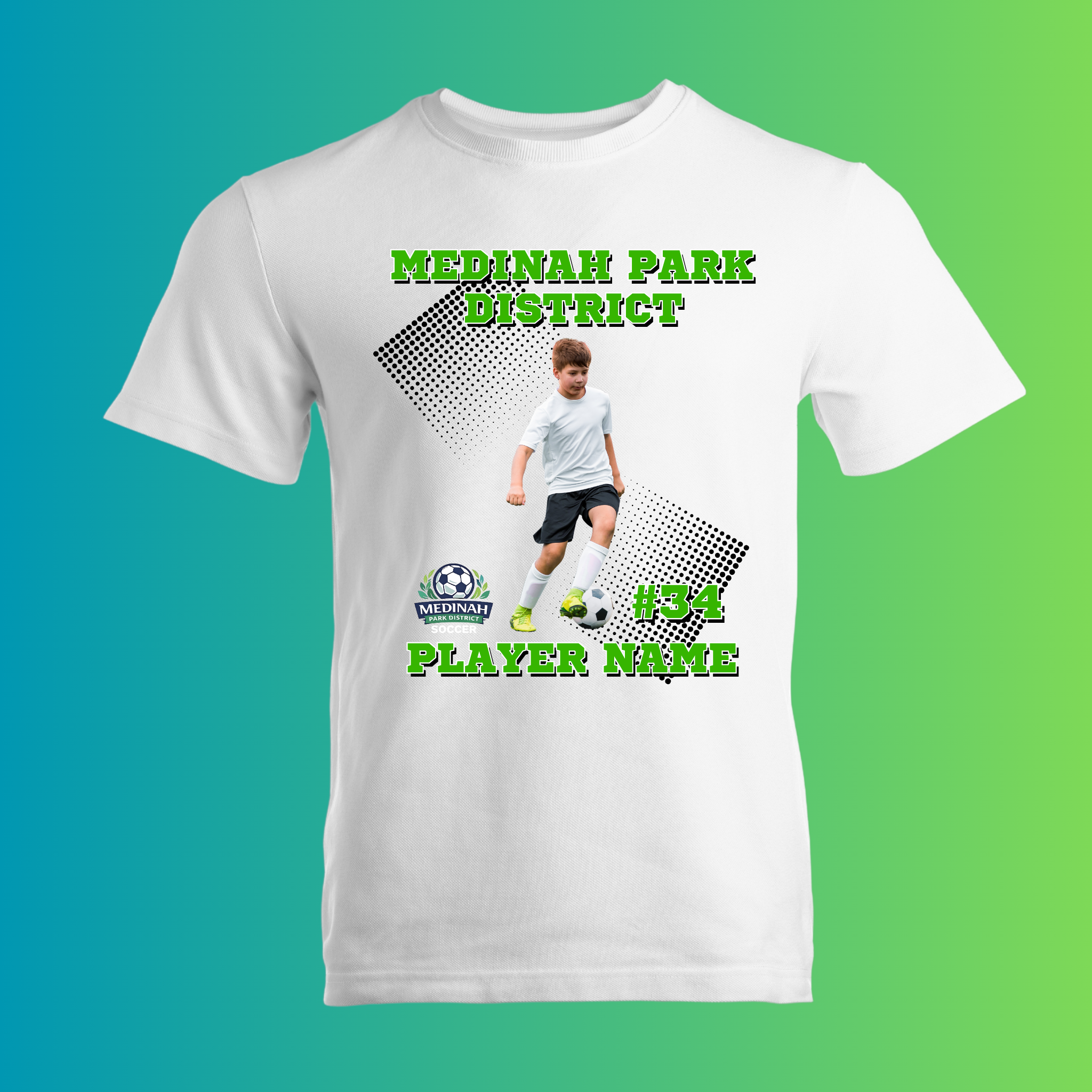 Adult T-Shirt Soccer Design 3 With Photo - 100% Polyester