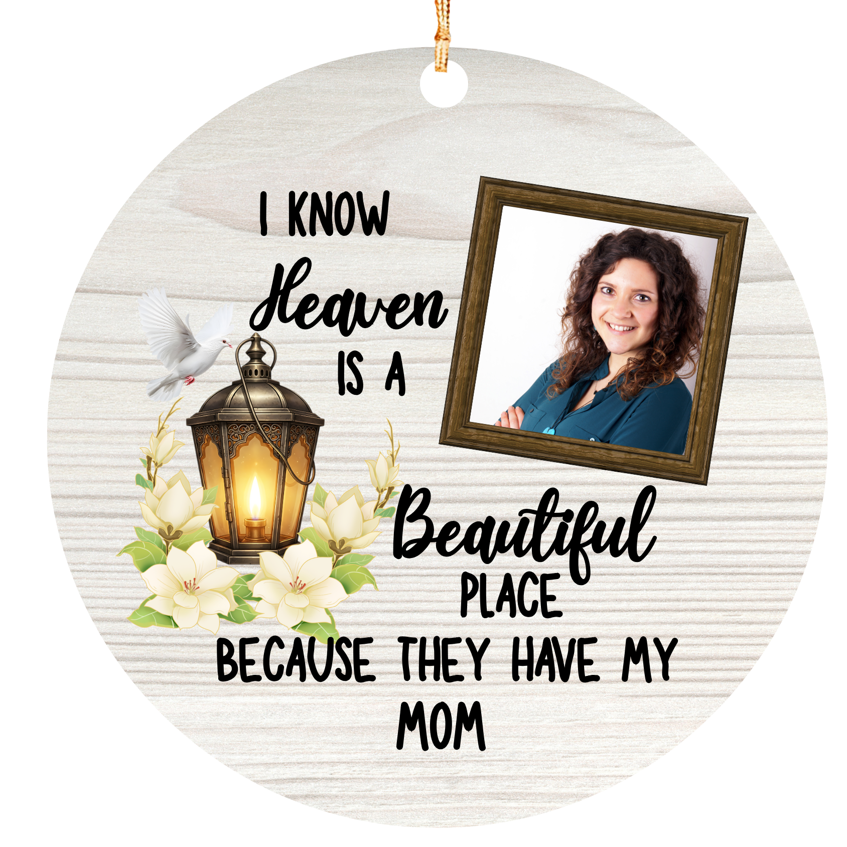Personalized Family Memorial Photo Ornament – Heaven Has My Loved One – Custom Mom, Dad, Grandma, Grandpa, Son or Daughter Sympathy Christmas Keepsake