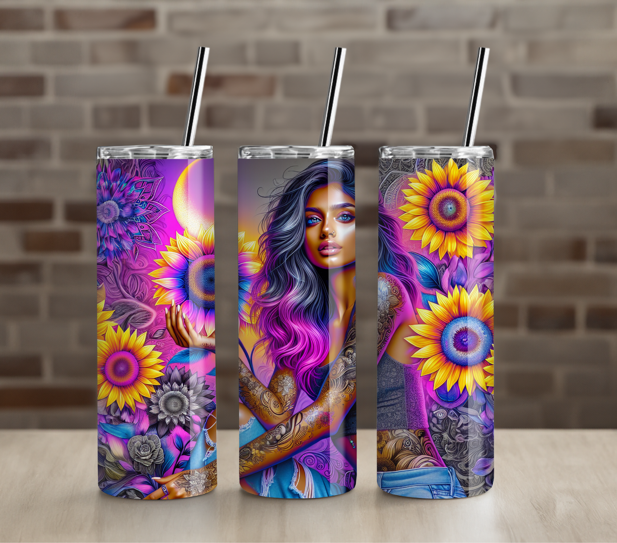 Purple Botanical Night Garden 20oz Skinny Tumbler