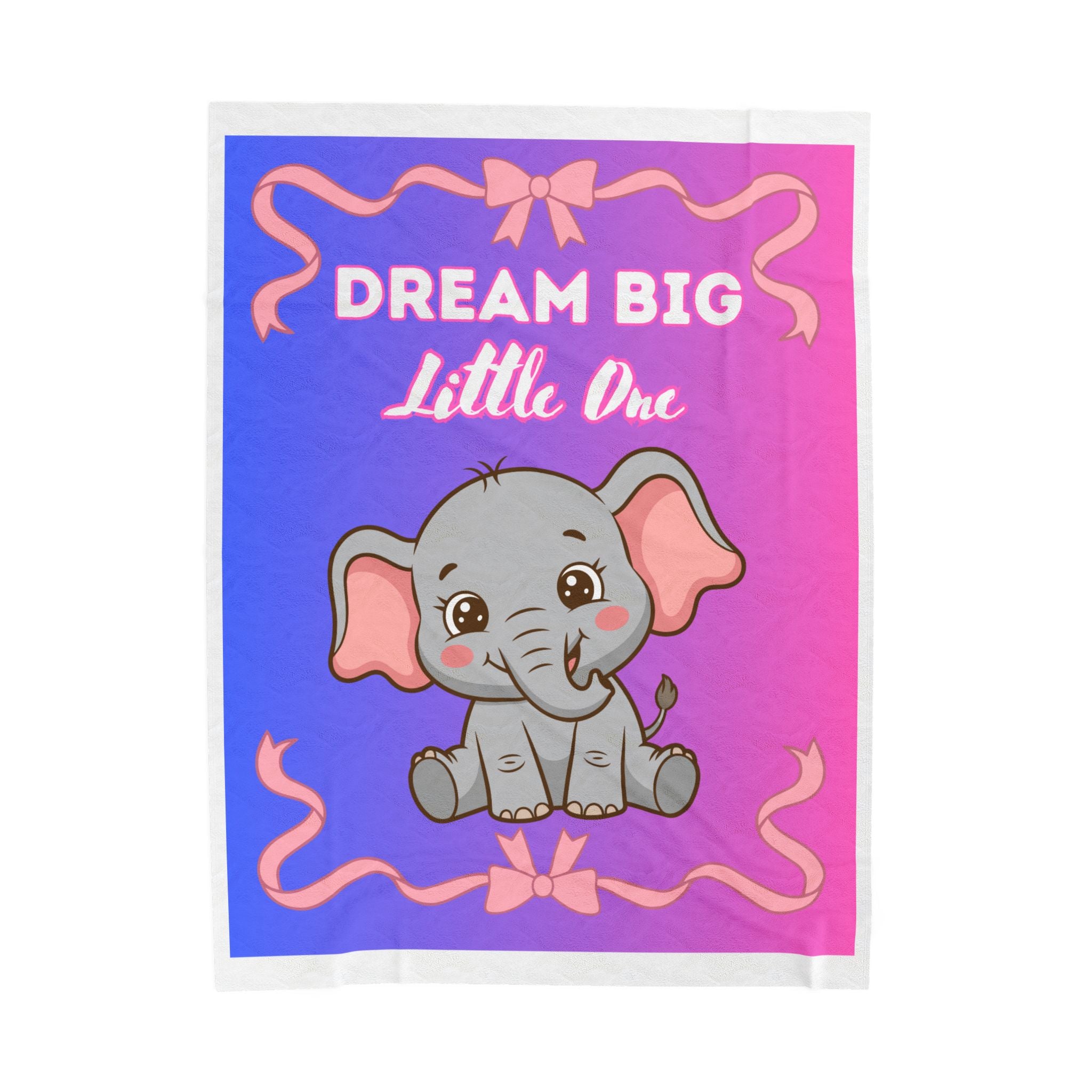 Personalized Baby Elephant Dream Big Little One Pink Blue Ombre Blanket