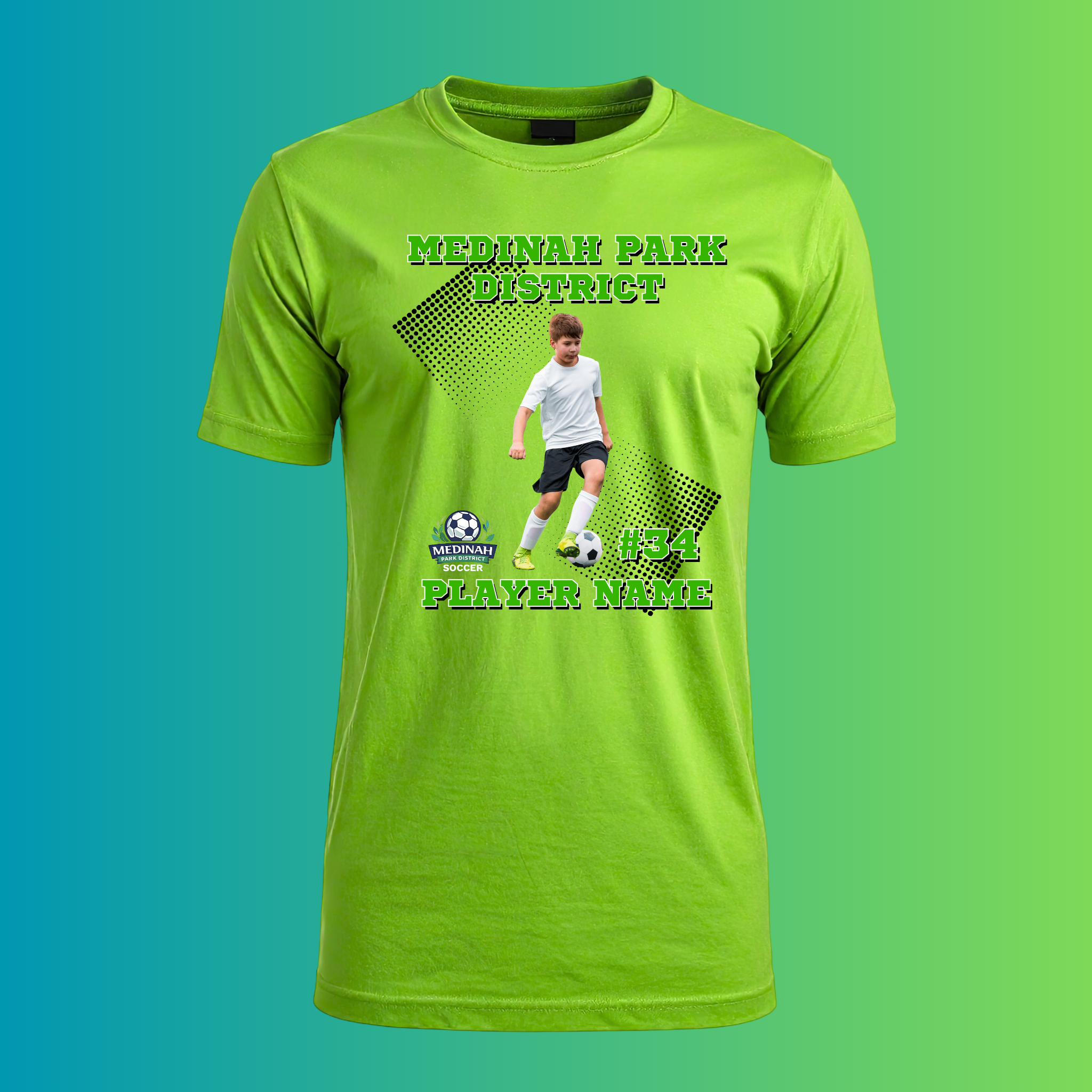Adult T-Shirt Soccer Design 3 With Photo - 100% Polyester