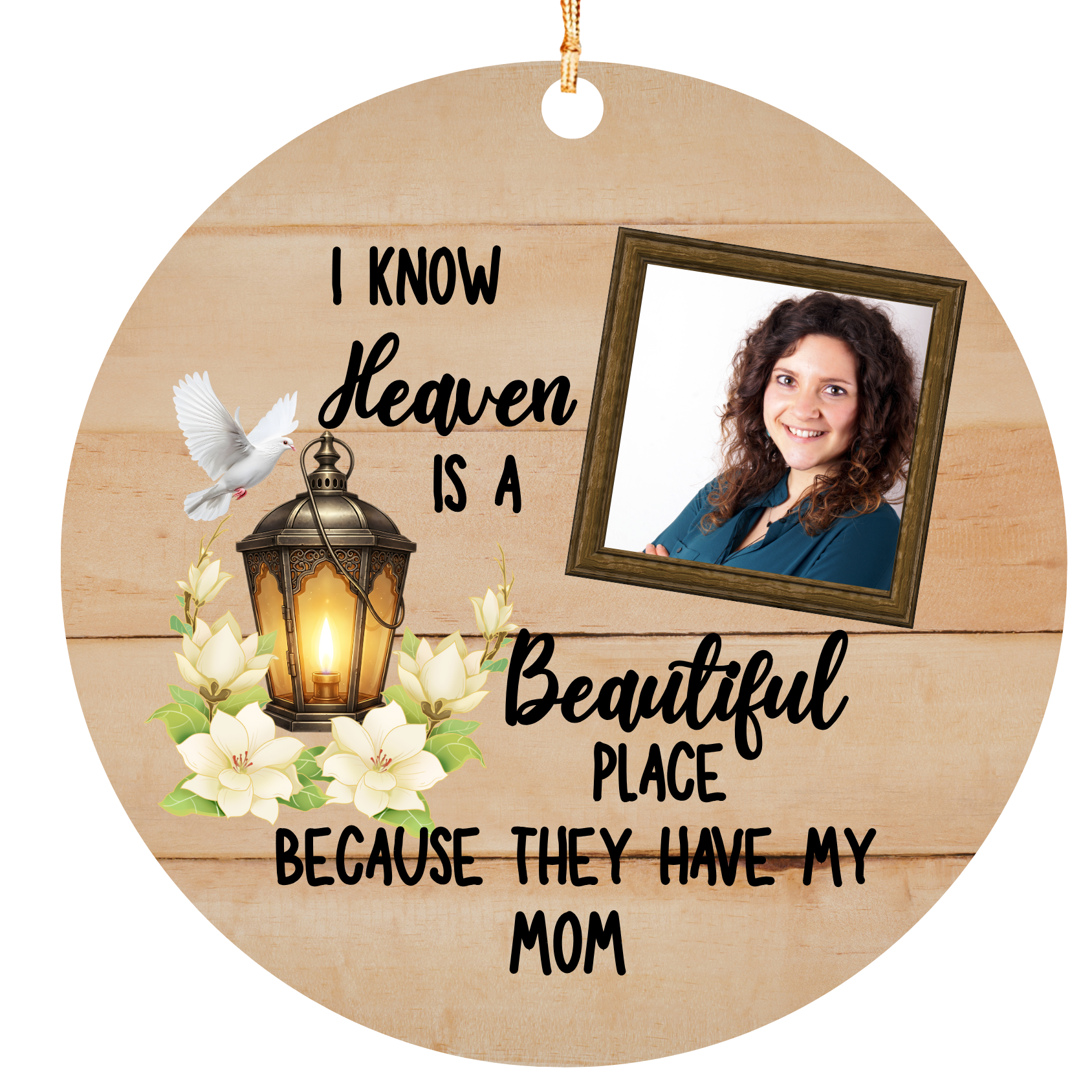 Personalized Family Memorial Photo Ornament – Heaven Is a Beautiful Place Because They Have My Loved One – Custom Mom, Dad, Grandma, Grandpa, Son or Daughter Christmas Keepsake