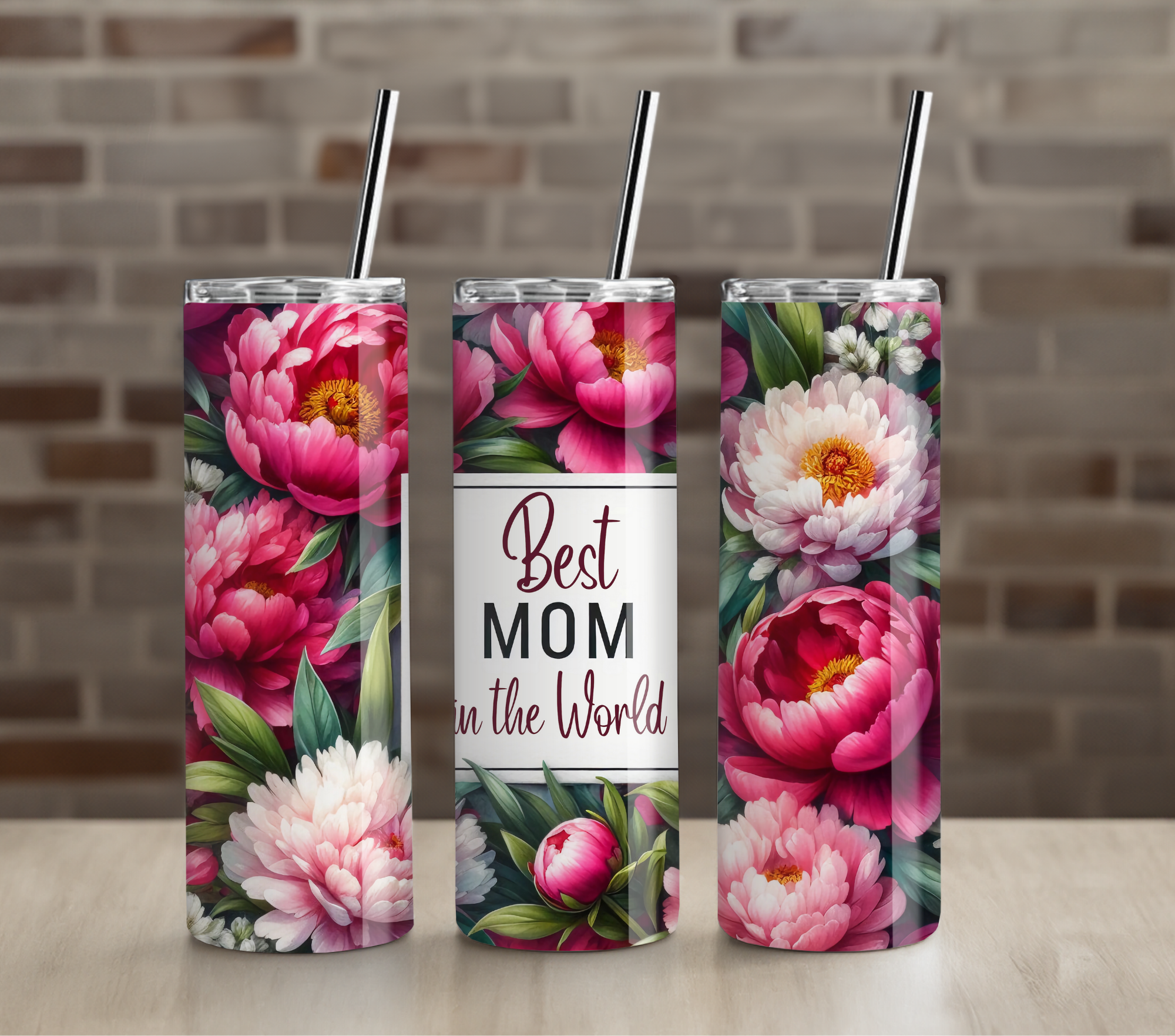 Hot Pink Peonies Best Mom 20oz Tumbler Drinkware