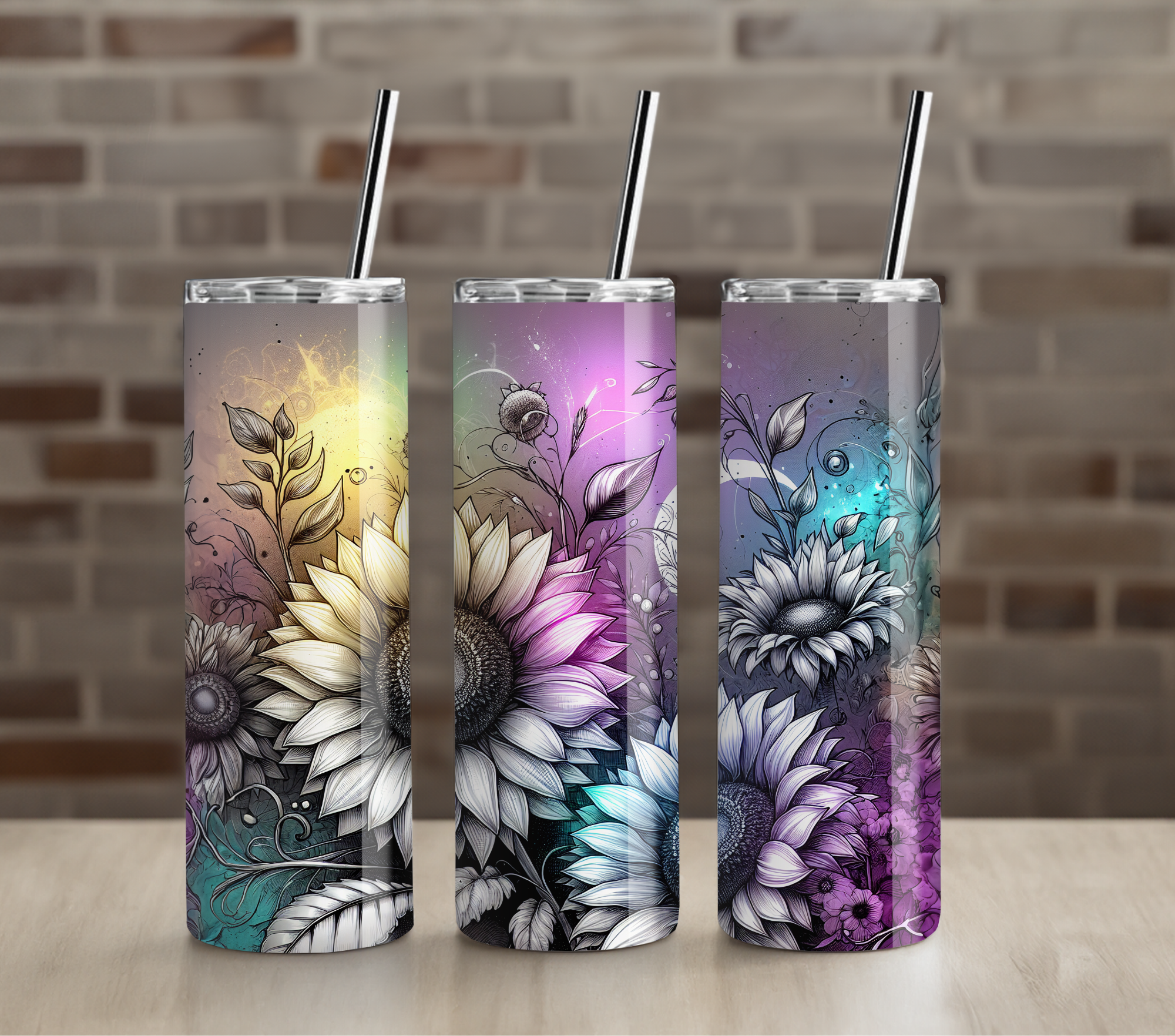 Moody Watercolor Rose 20oz Skinny Tumbler