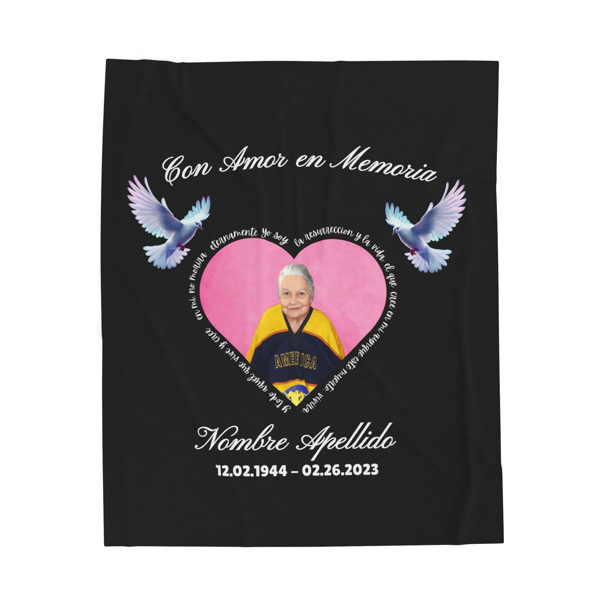 Personalized Memorial "Con Amor En Memoria" Heart Plush Blanket (Spanish)
