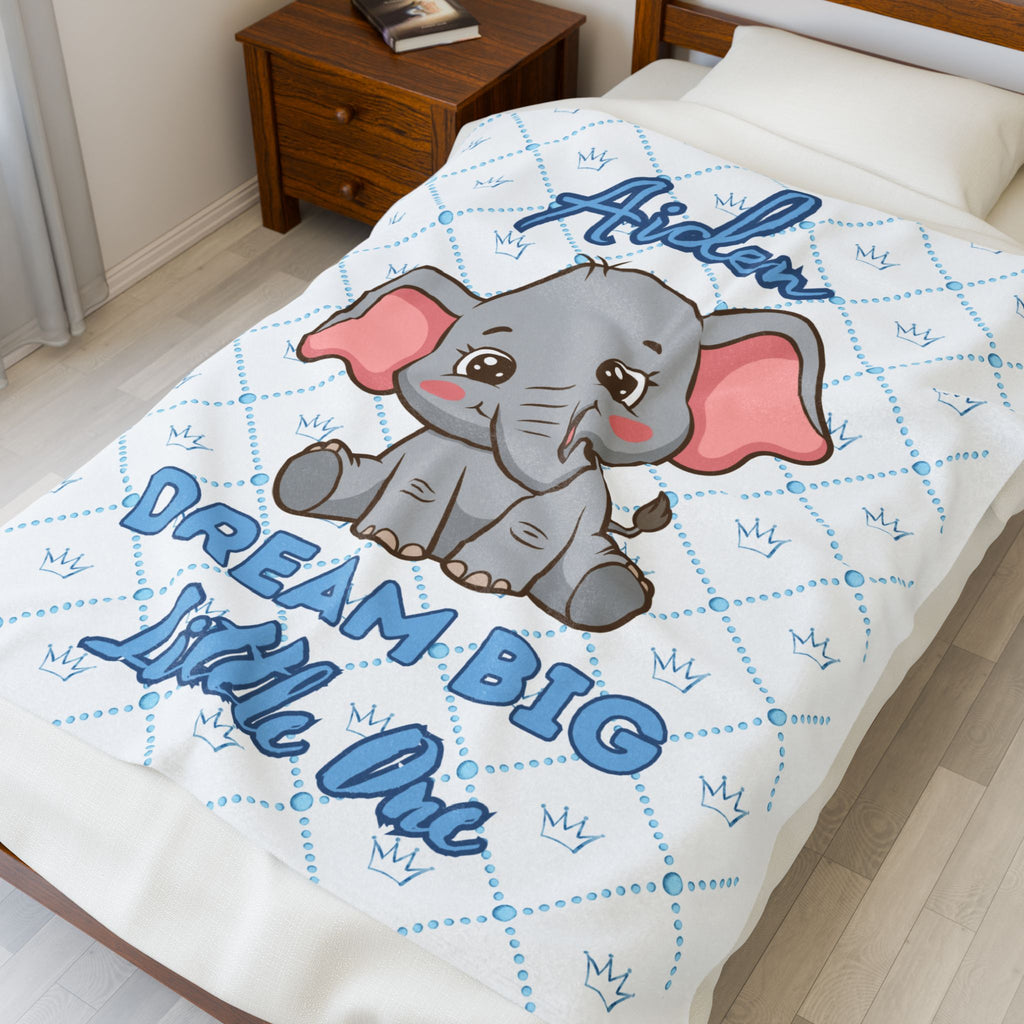 Personalized Baby Elephant Dream Big Little One Blanket