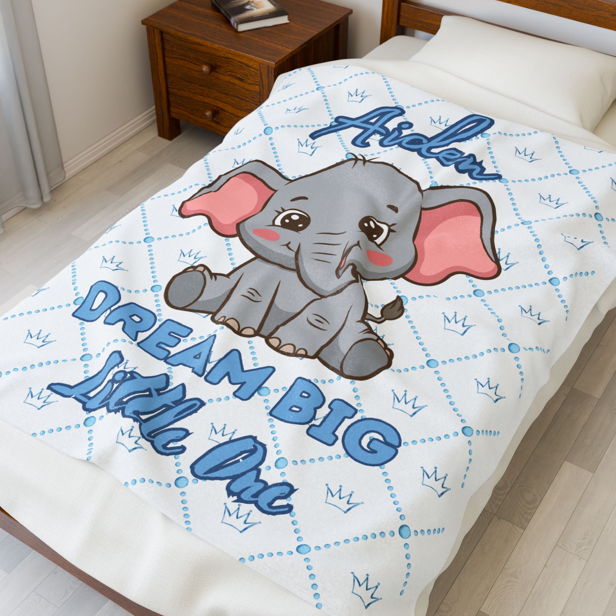 Personalized Baby Elephant Dream Big Little One Blanket