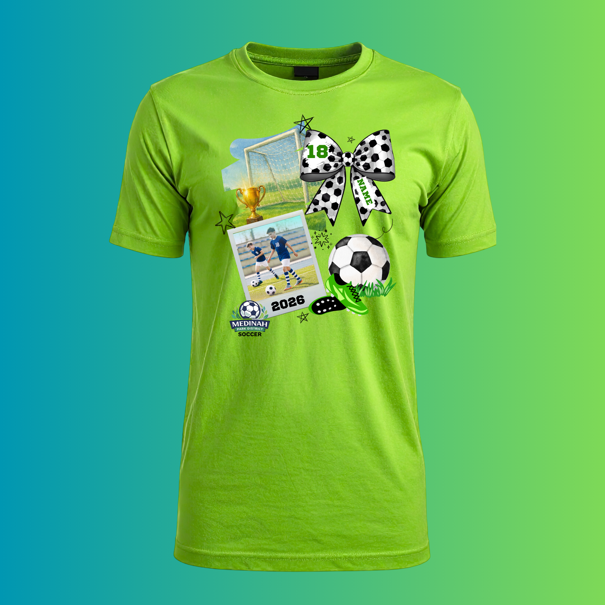 Adult T-Shirt Soccer Design 4 With Photo - 100% Polyester