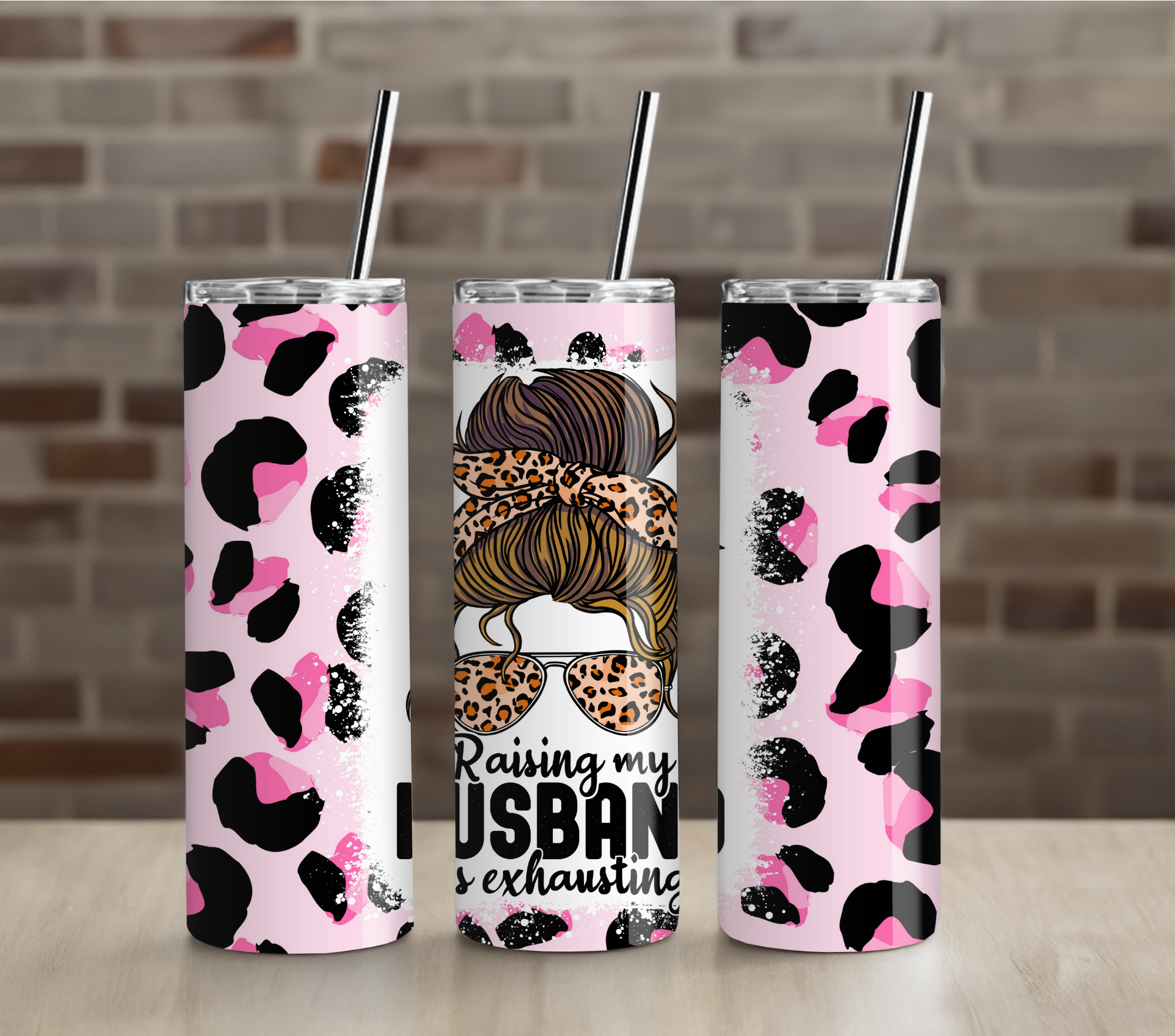 Raising My Husband is Exhausting Leopard 20oz Tumbler Drinkware