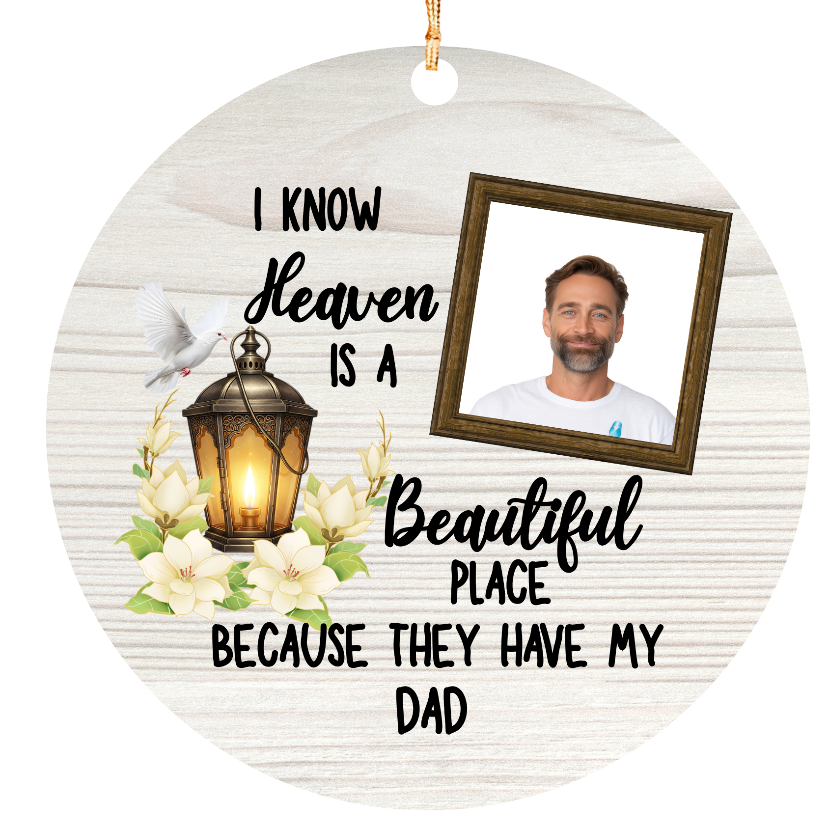 Personalized Family Memorial Photo Ornament – Heaven Has My Loved One – Custom Mom, Dad, Grandma, Grandpa, Son or Daughter Sympathy Christmas Keepsake