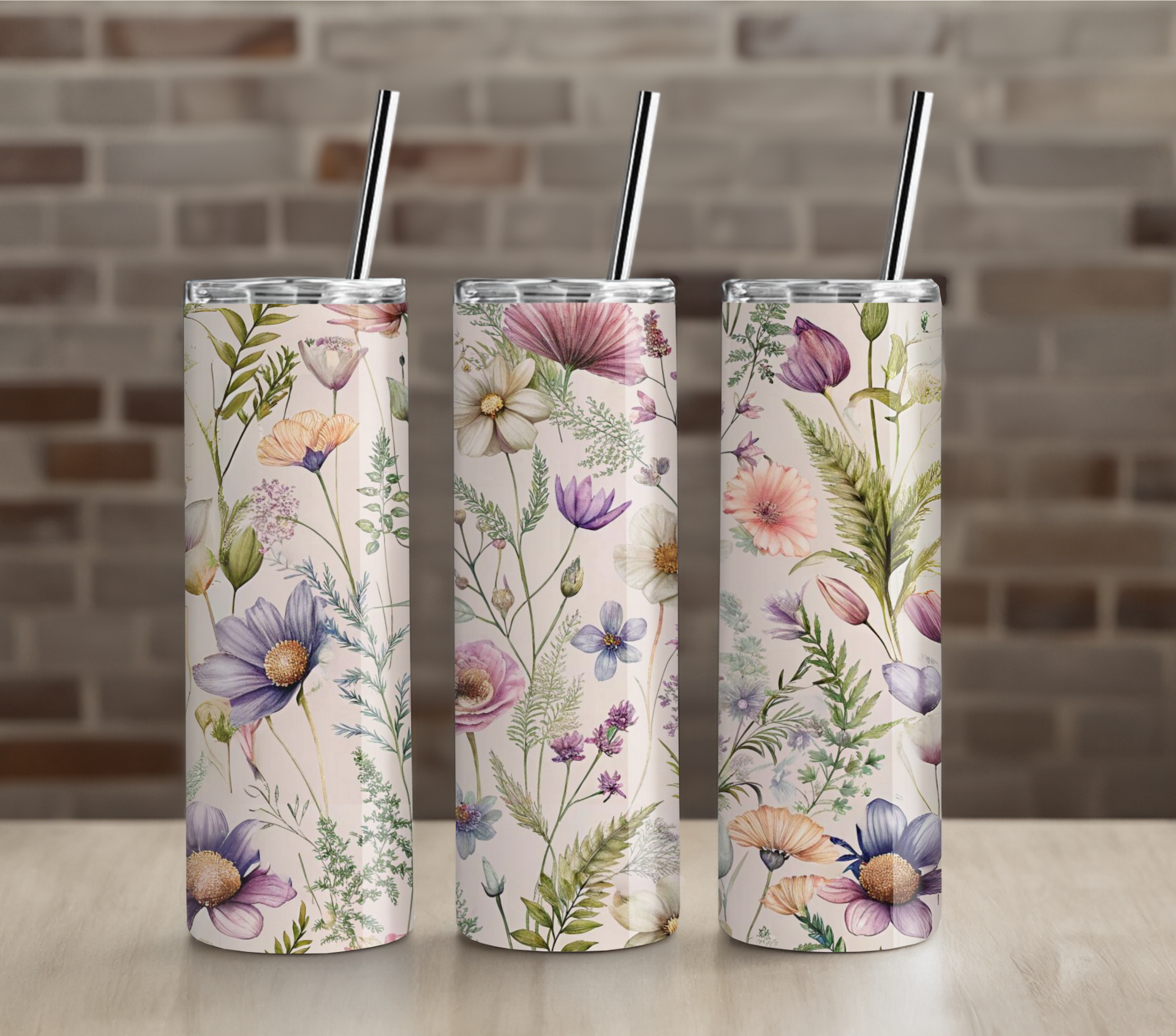 Luxury Botanical Floral Pattern 20oz Skinny Tumbler