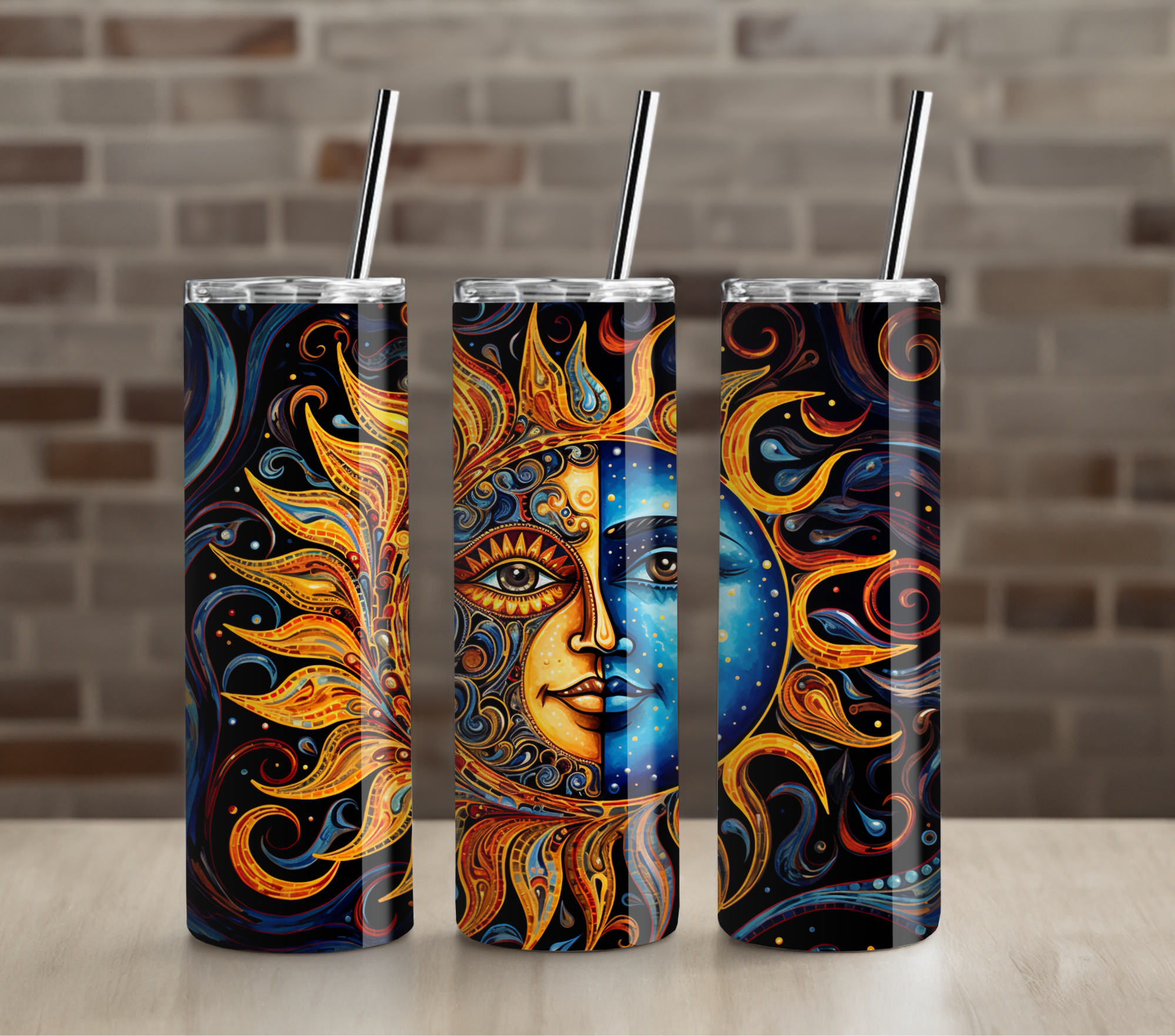 Celestial Sun and Moon Glow Tumbler | Cosmic Motivation | 20oz Stainless Steel Cup