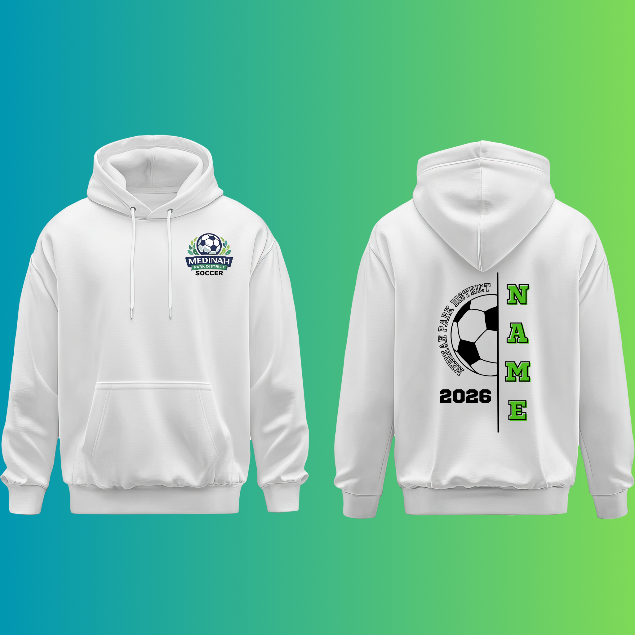 Adult Hoodie Soccer Design 1 - 50% Cotton 50% Polyester