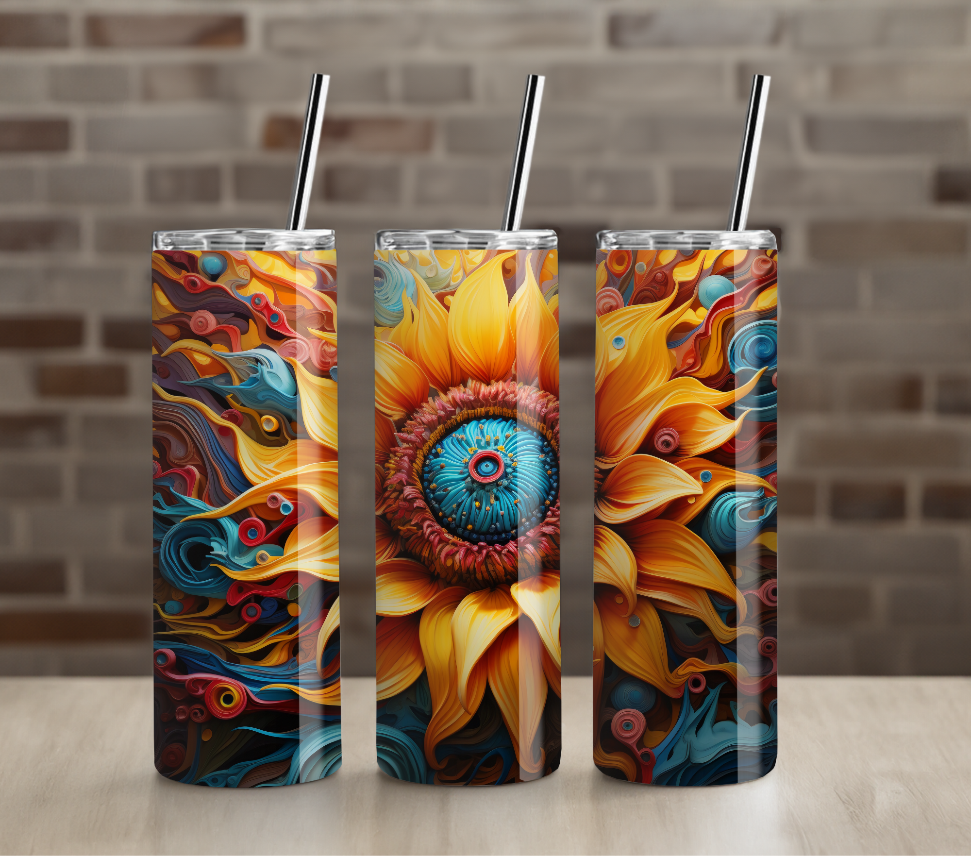 Vibrant Sunflower Bloom 20oz Skinny Tumbler