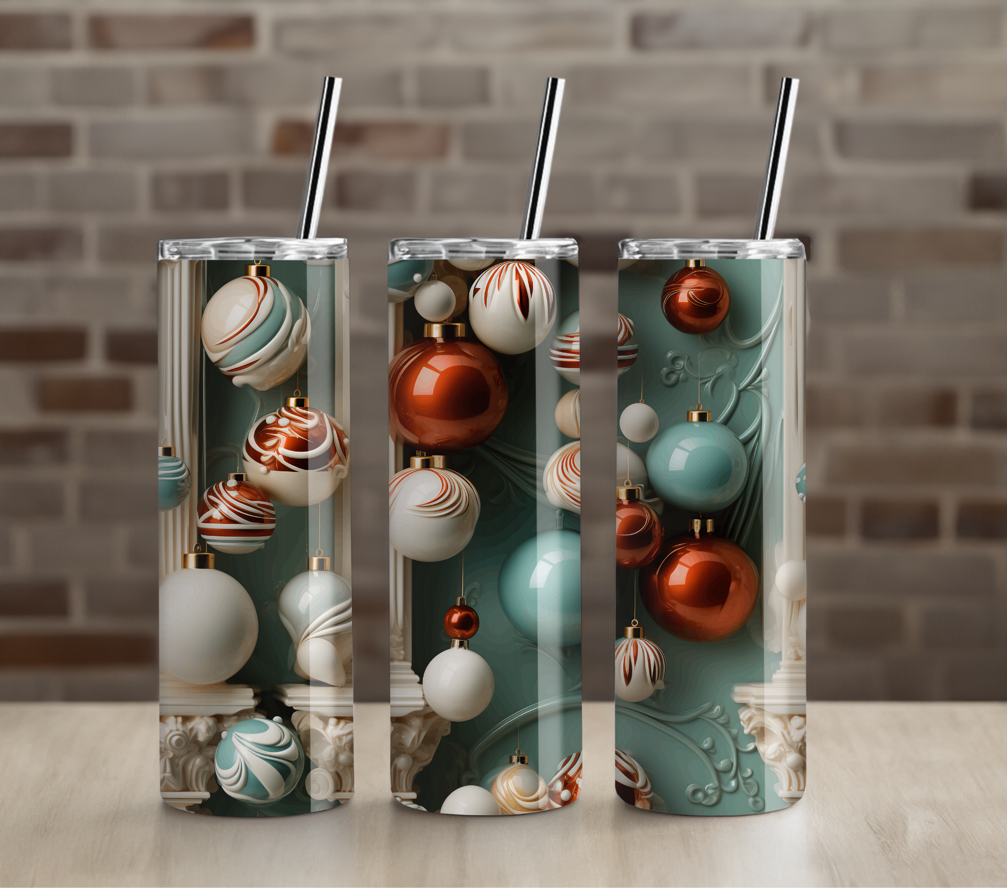 Festive Christmas Ornament 20oz Skinny Tumbler