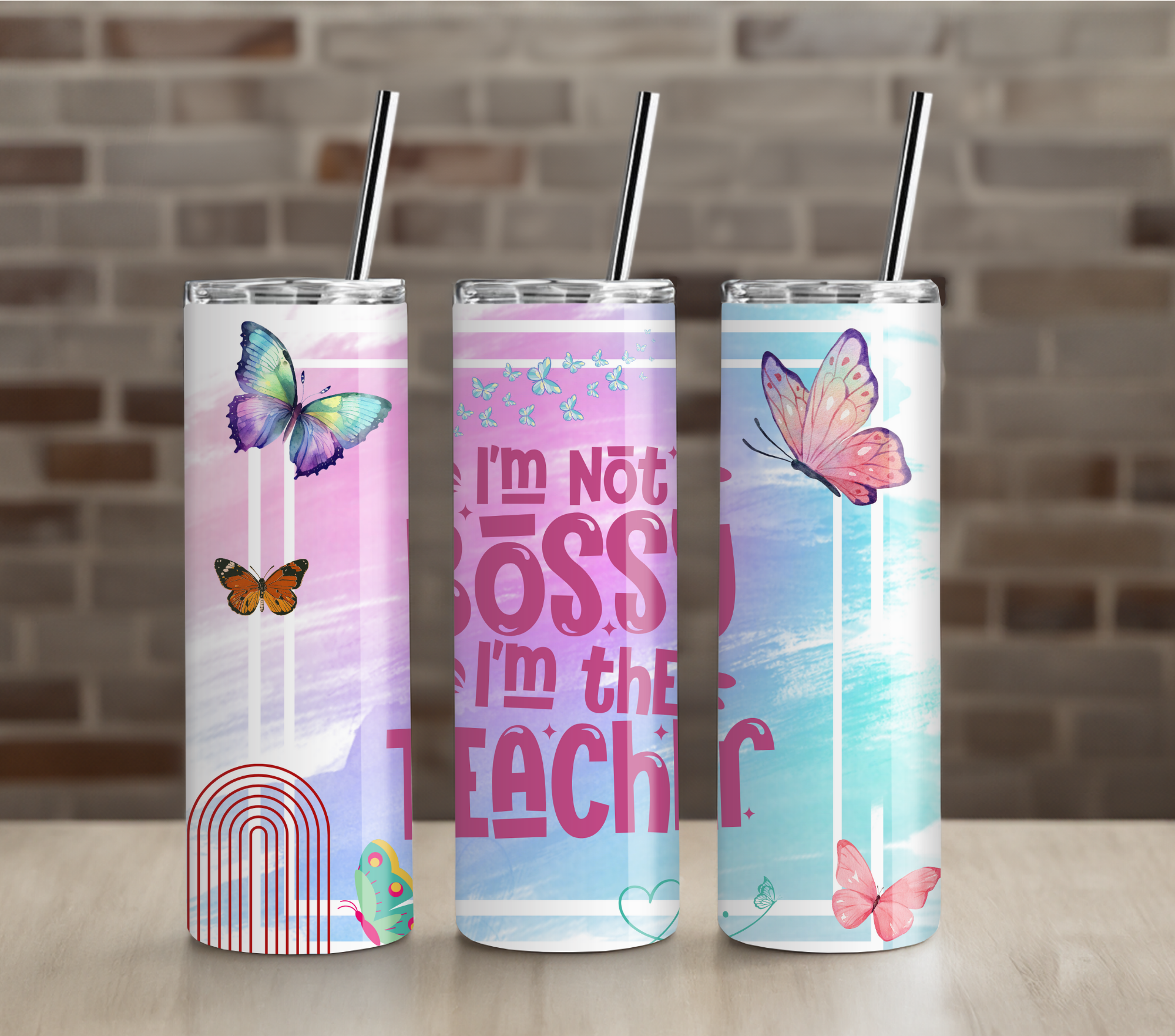 Colorful Teacher Tumbler | Uplifting Inspirational Design | 20oz Skinny Cup