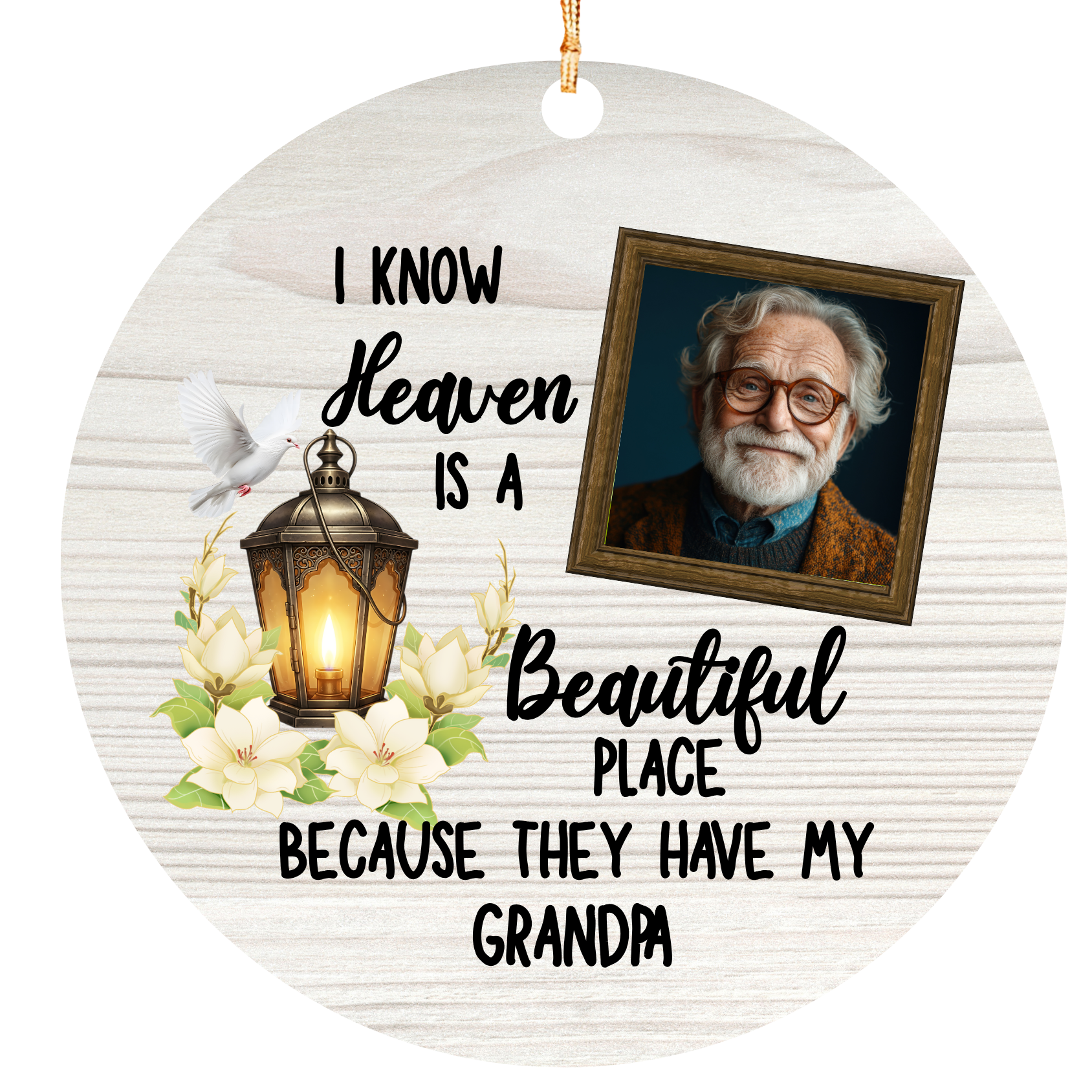Personalized Family Memorial Photo Ornament – Heaven Has My Loved One – Custom Mom, Dad, Grandma, Grandpa, Son or Daughter Sympathy Christmas Keepsake