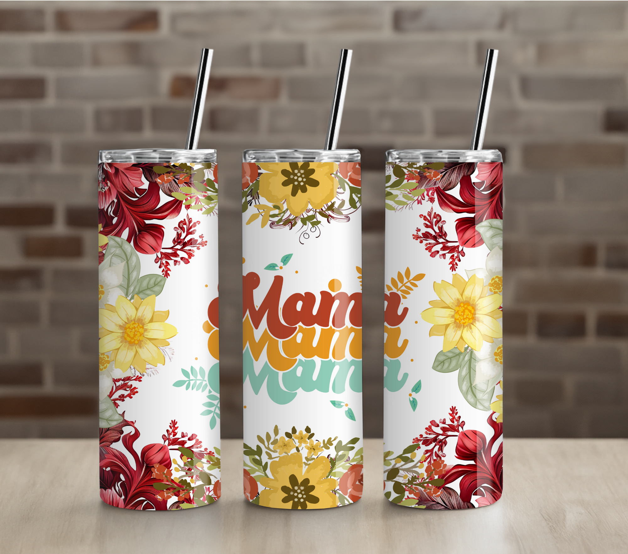 Burgundy & Sunflower Mama 20oz Tumbler Drinkware