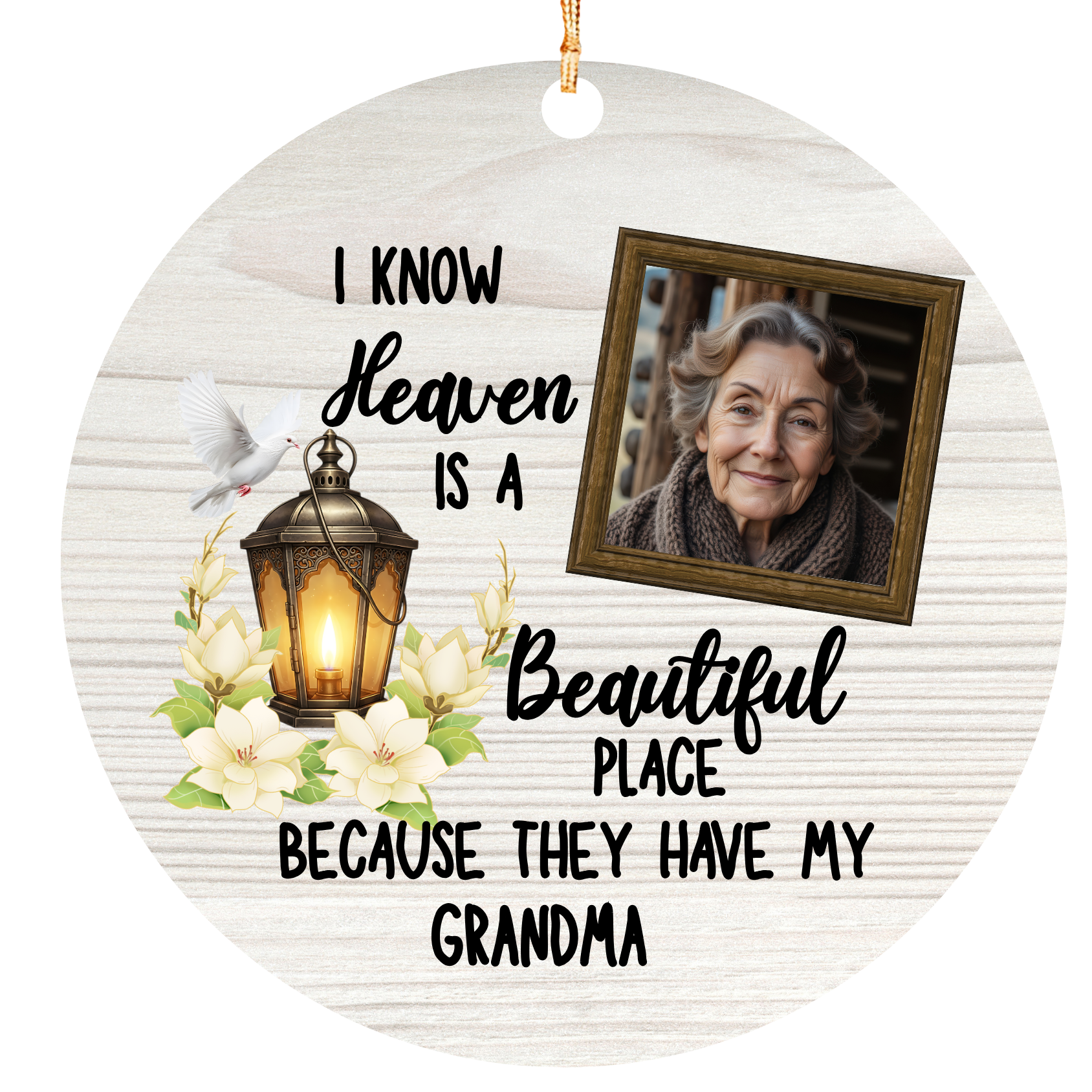 Personalized Family Memorial Photo Ornament – Heaven Has My Loved One – Custom Mom, Dad, Grandma, Grandpa, Son or Daughter Sympathy Christmas Keepsake