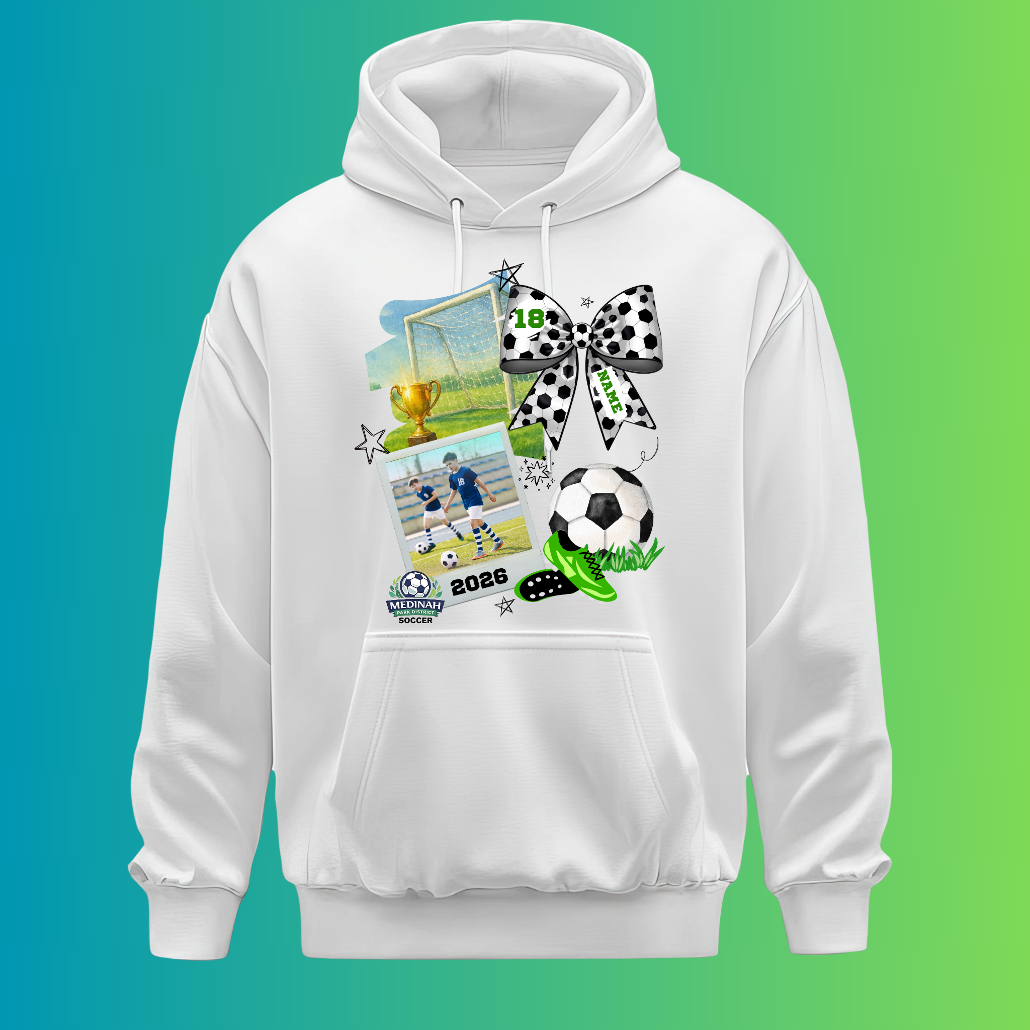 Adult Hoodie Soccer Design 4 - 50% Cotton 50% Polyester