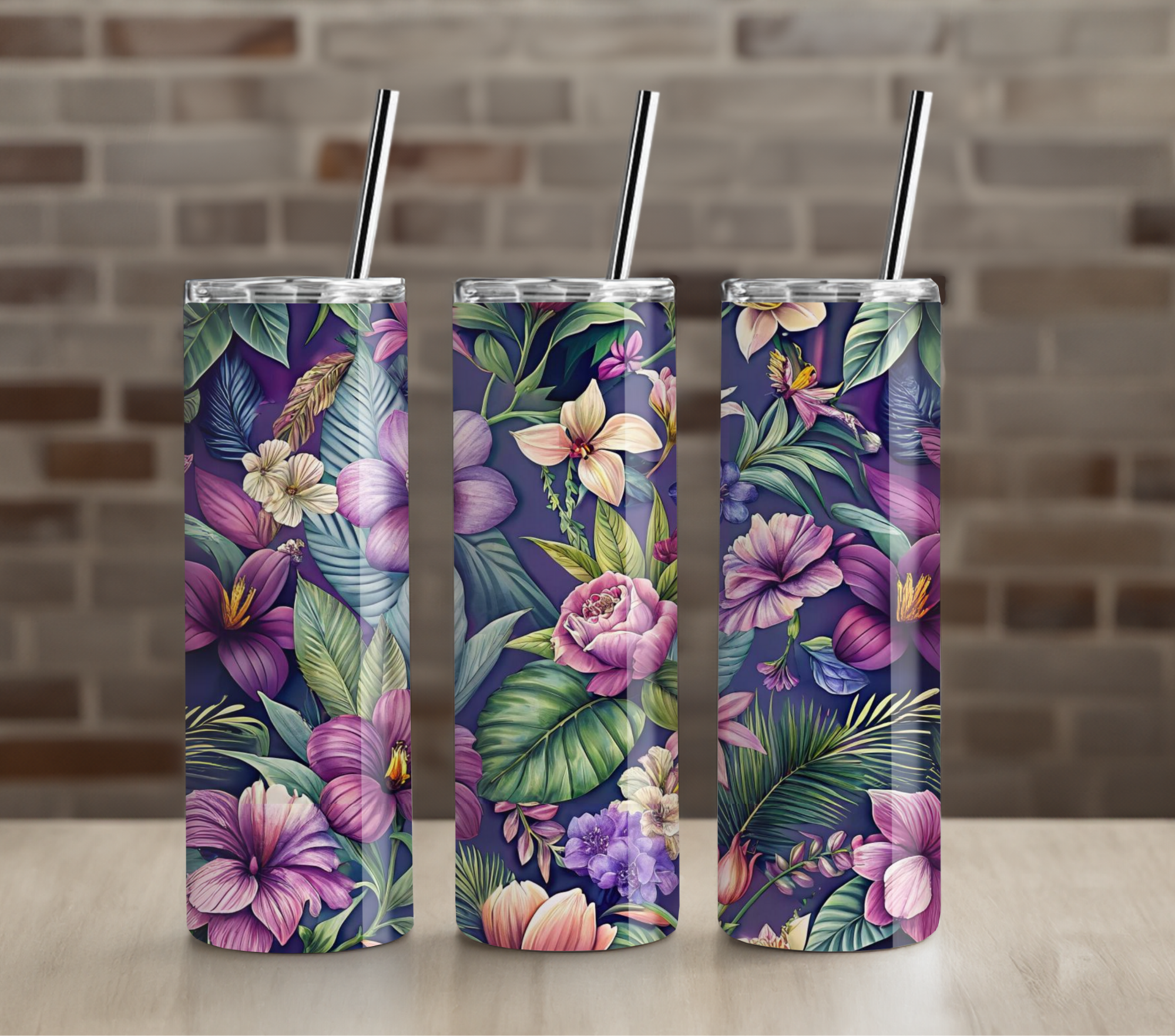 Purple Orchid & Wildflower Garden 20oz Skinny Tumbler