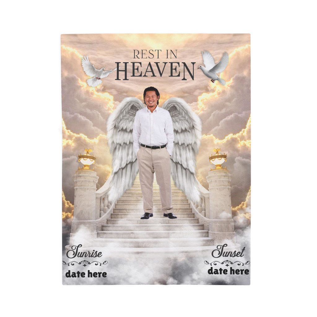 Rest In Heaven Angel Memorial Photo Blanket
