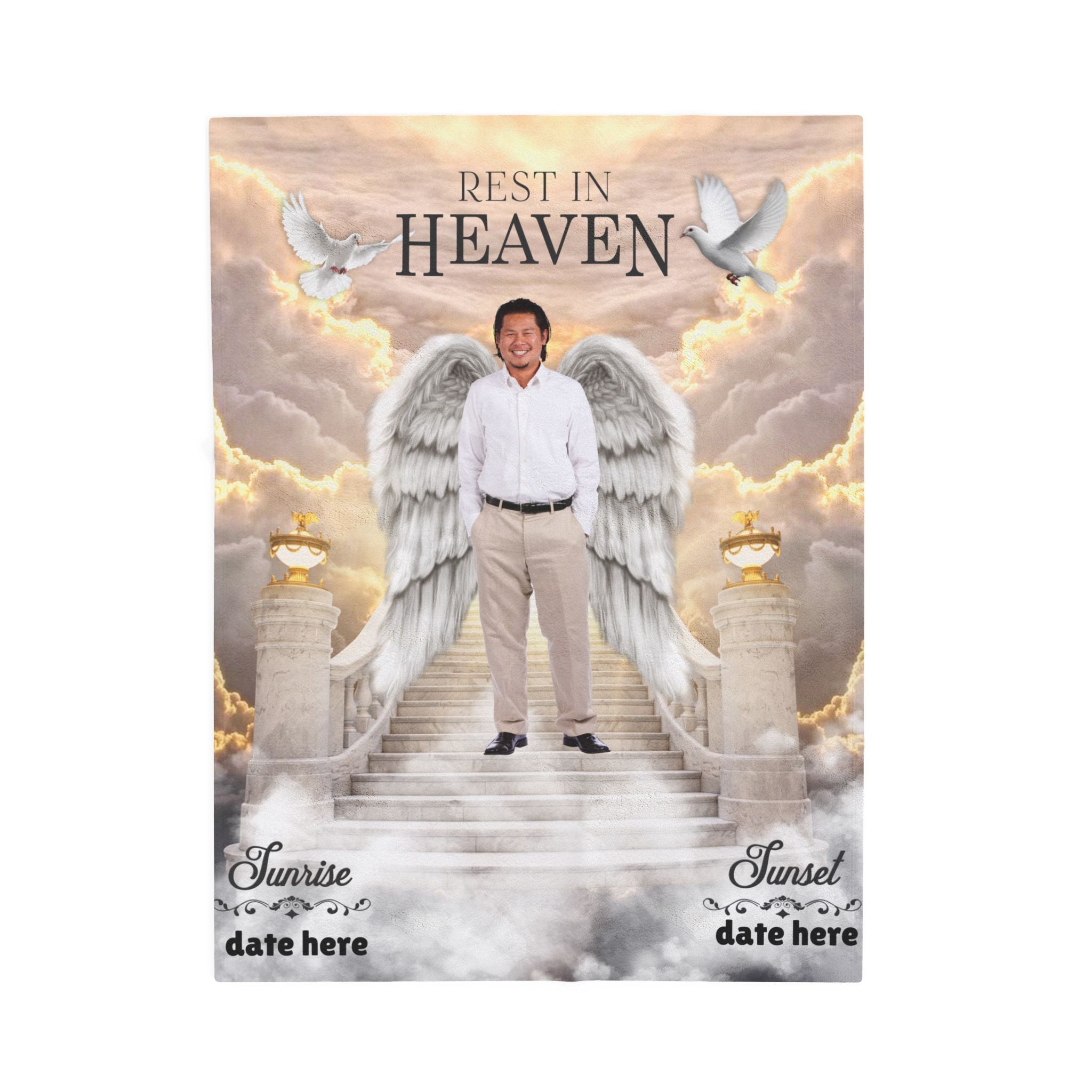 Rest In Heaven Angel Memorial Photo Blanket