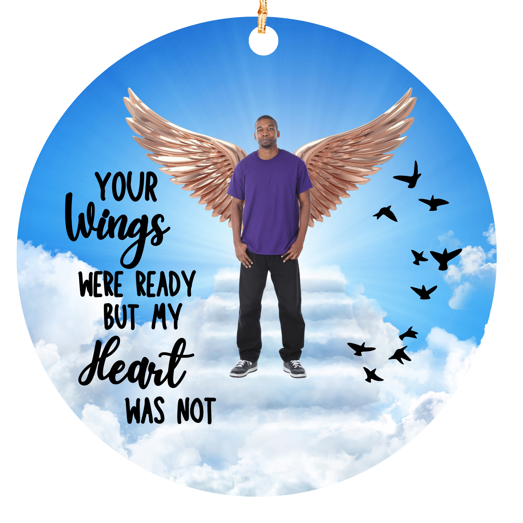 Personalized Angel Wings Memorial Photo Ornament – Your Wings Were Ready But My Heart Was Not – Sympathy & Remembrance Christmas Keepsake