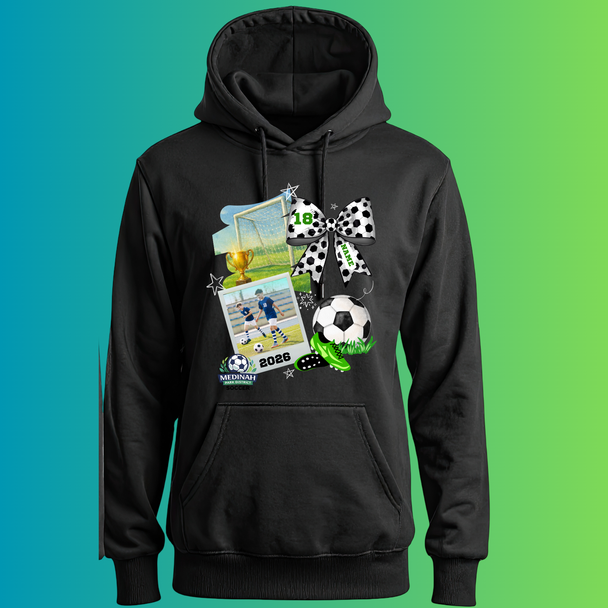 Adult Hoodie Soccer Design 4 - 50% Cotton 50% Polyester