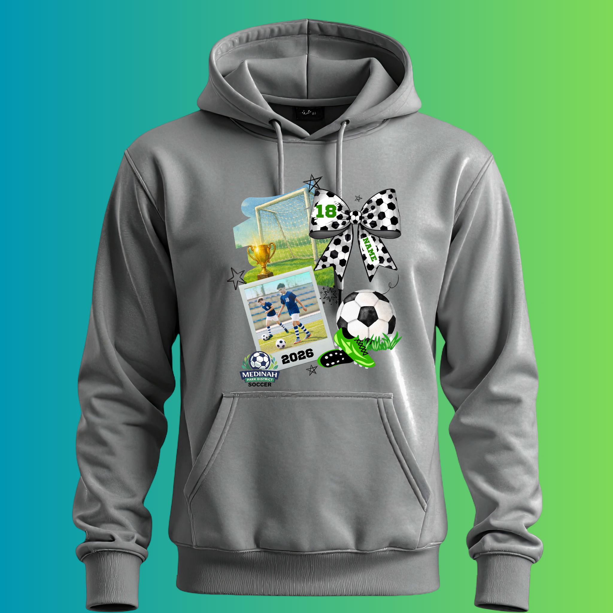 Adult Hoodie Soccer Design 4 - 50% Cotton 50% Polyester