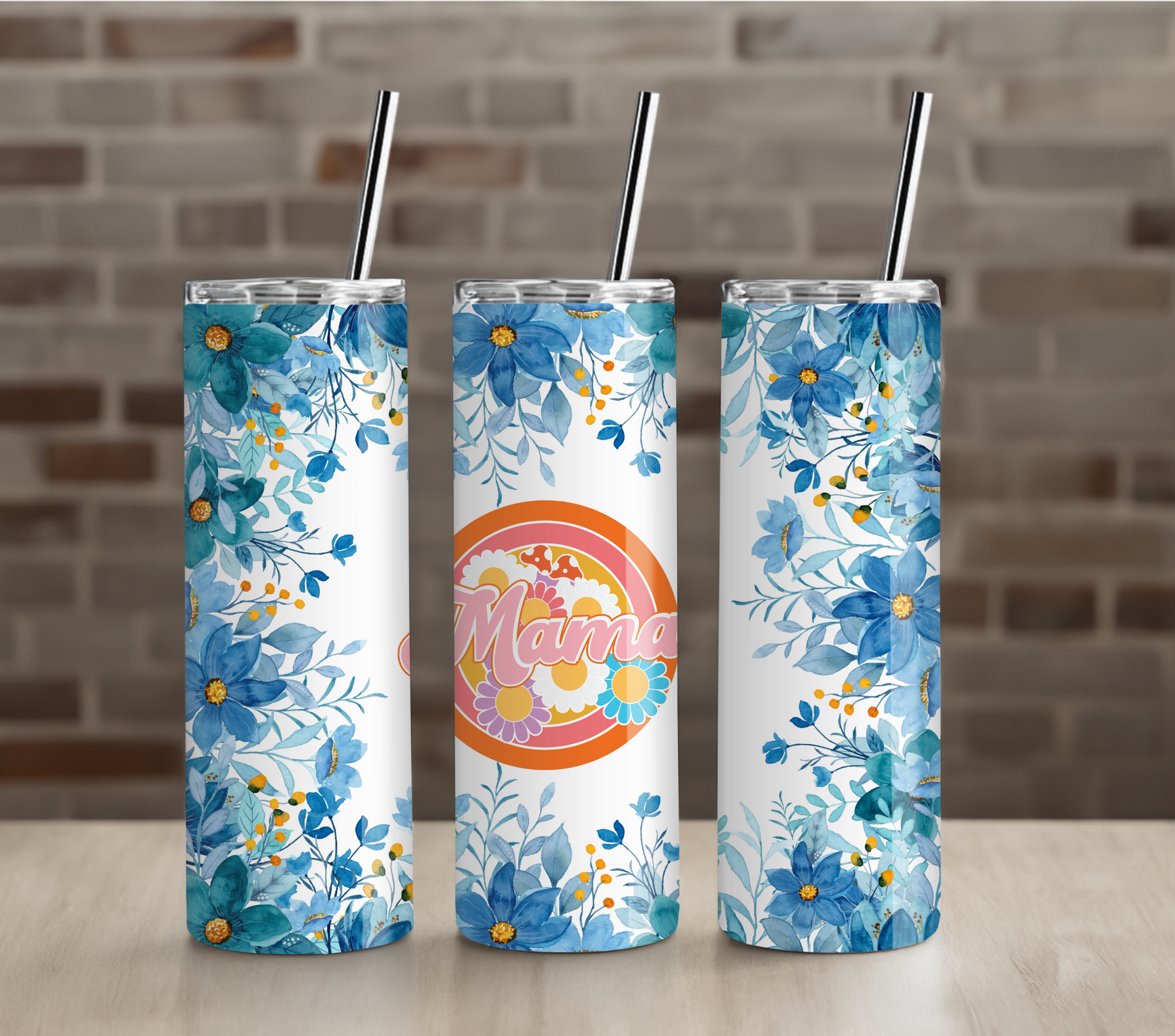 Turquoise Floral Mama Life 20oz Tumbler Drinkware